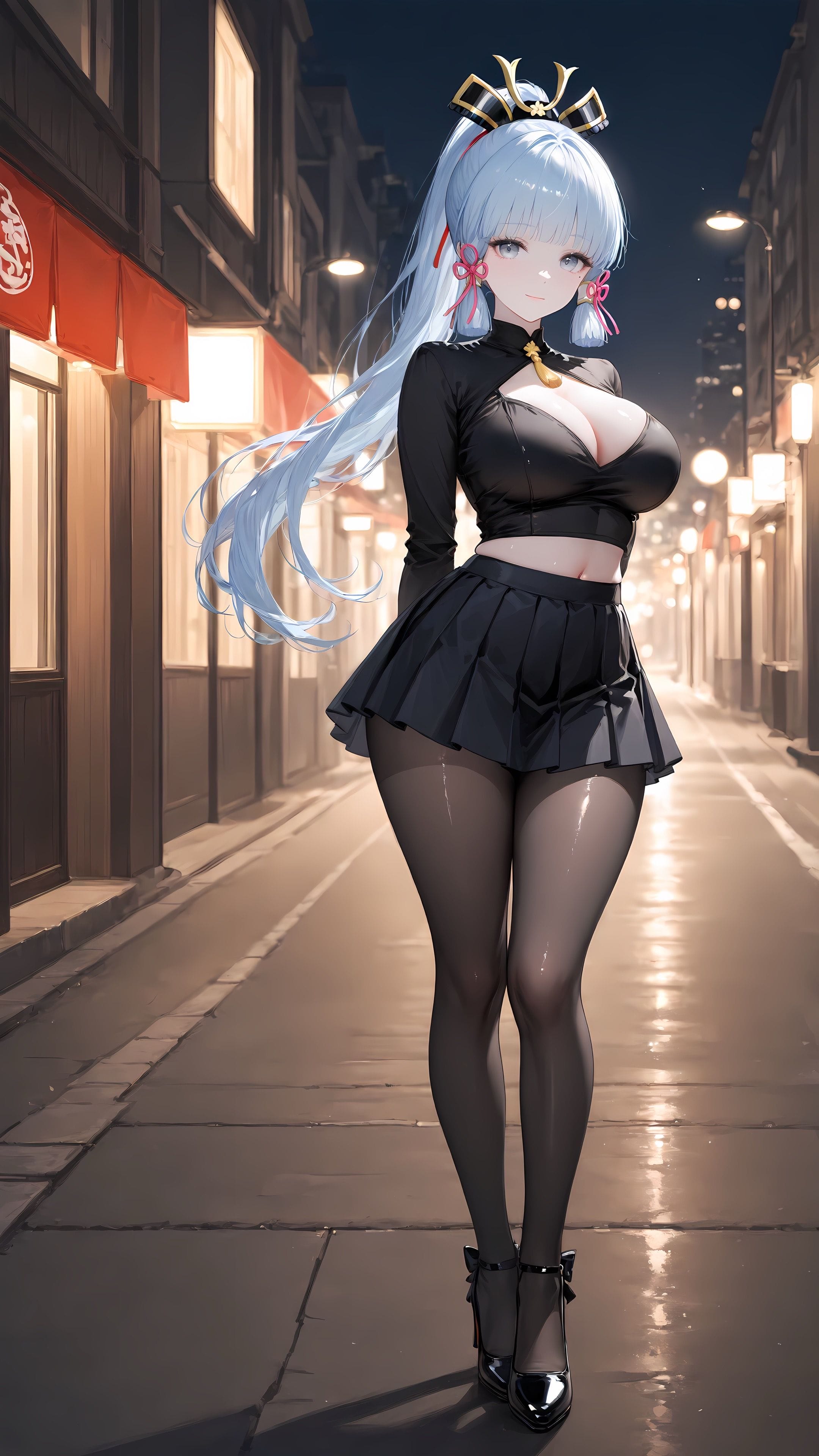 原神 神里绫华 黑丝 丝袜 百褶裙 穿搭