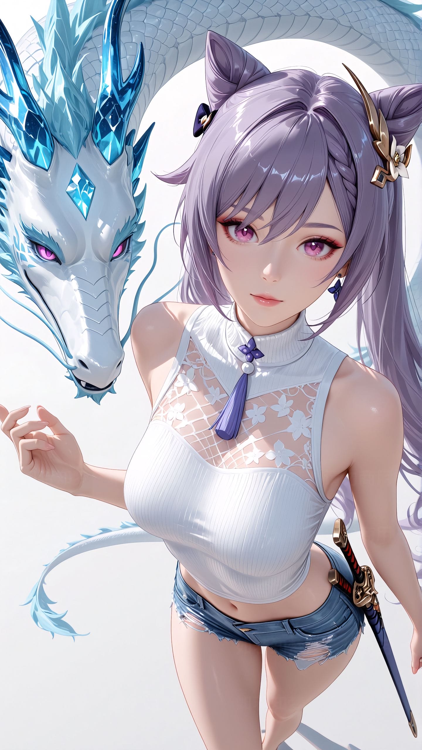 原神 与龙共舞 唐刀 国风元素 二次元 壁纸 游戏 Ai绘画