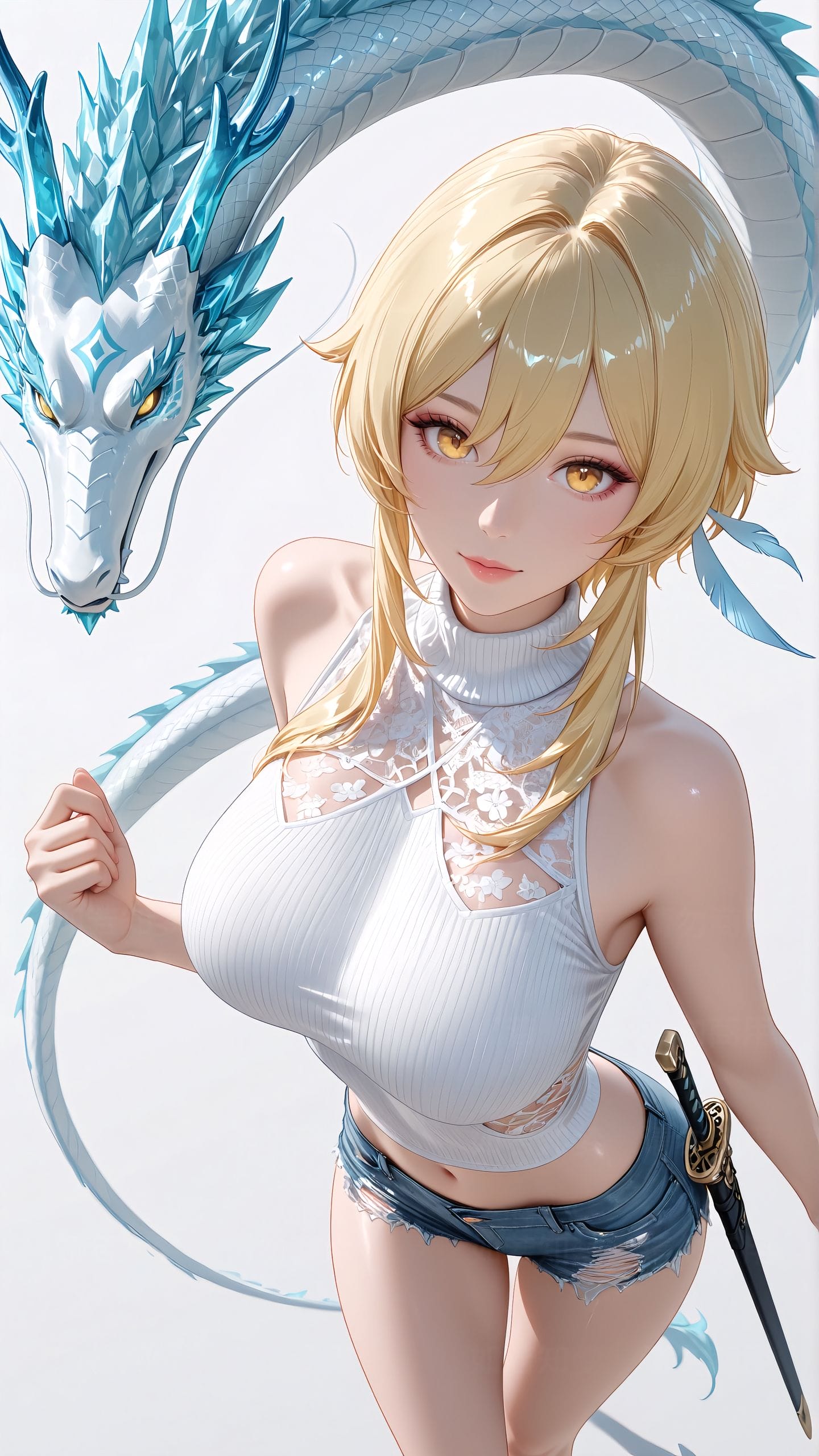 原神 与龙共舞 唐刀 国风元素 二次元 壁纸 游戏 Ai绘画