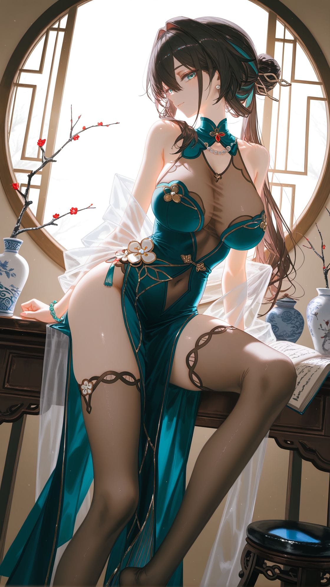 阮梅、镜流 崩坏星穹铁道 二次元 旗袍 游戏壁纸 大长腿