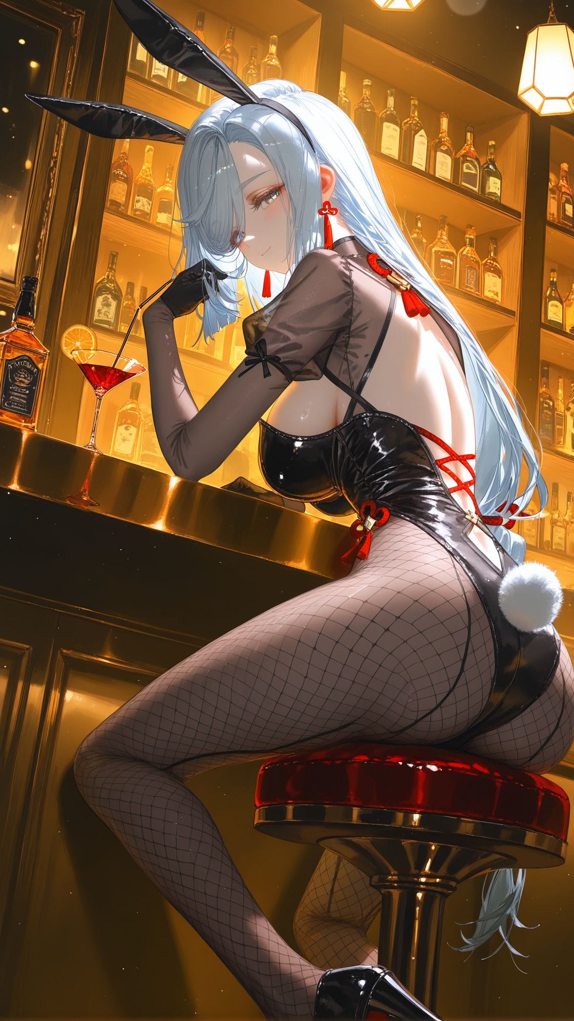 兔女郎 申鹤 原神 黑丝 丝袜 酒吧 手机壁纸图片