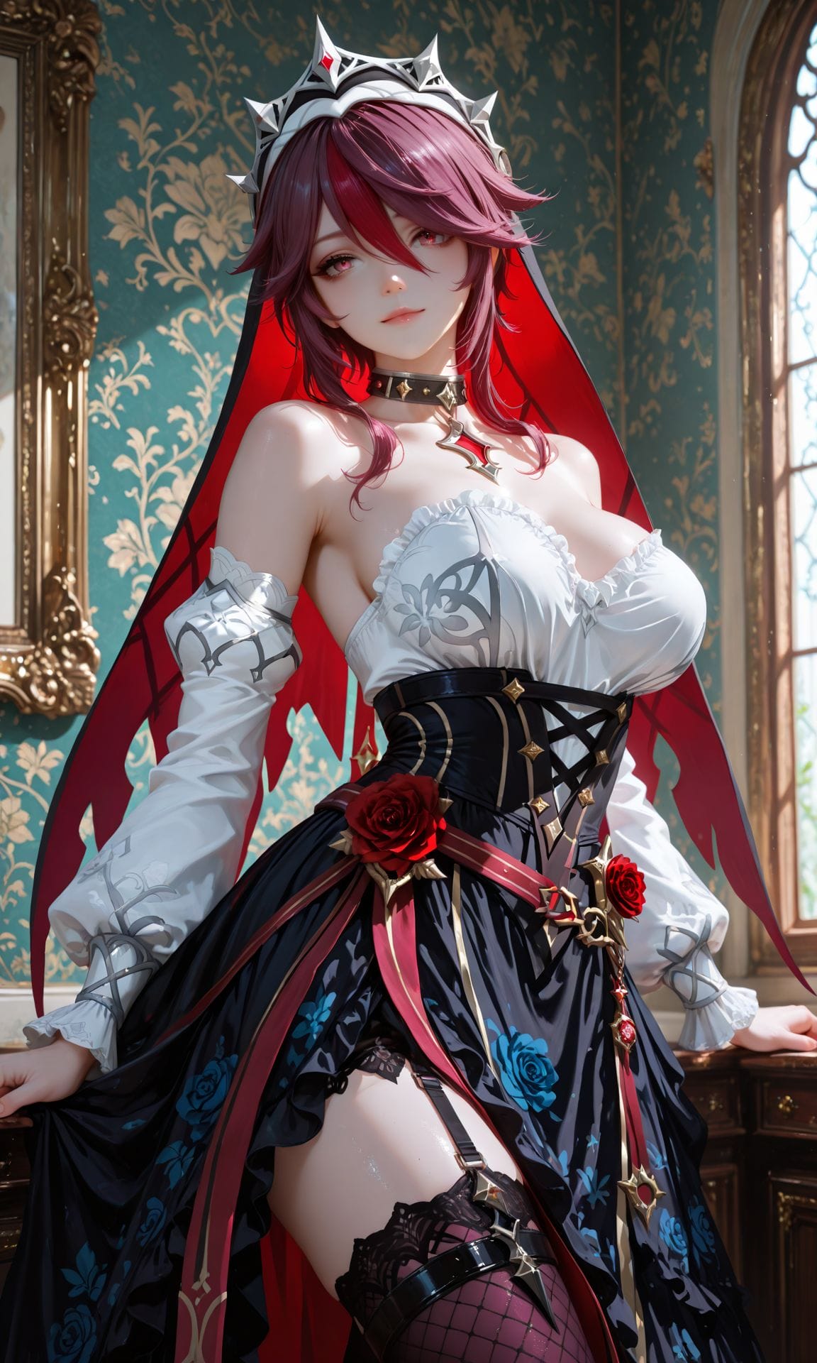 罗莎莉亚 二次元游戏壁纸 二次元少女 原神 吊带袜