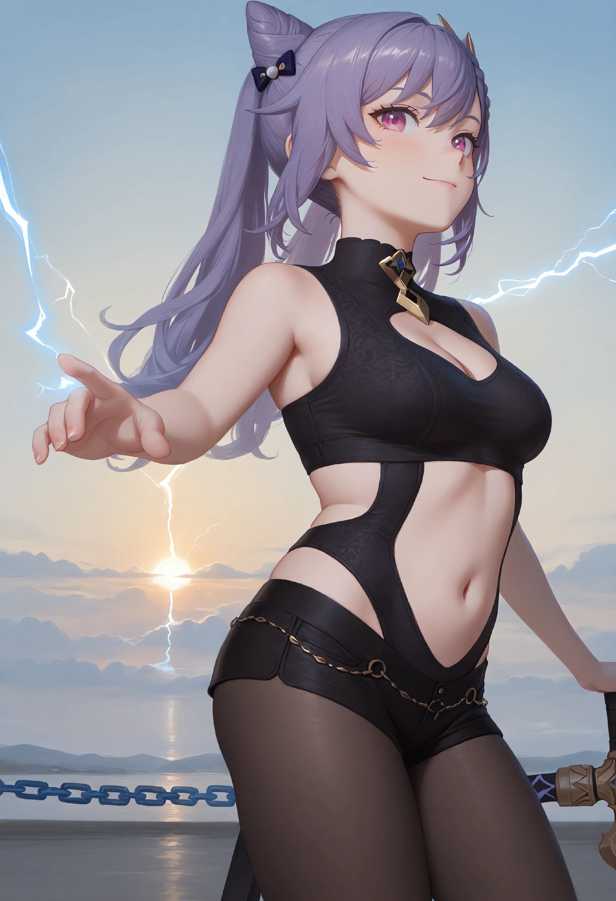 摄影模特风格！原神 刻晴 壁纸 二次元-皮皮兔动漫