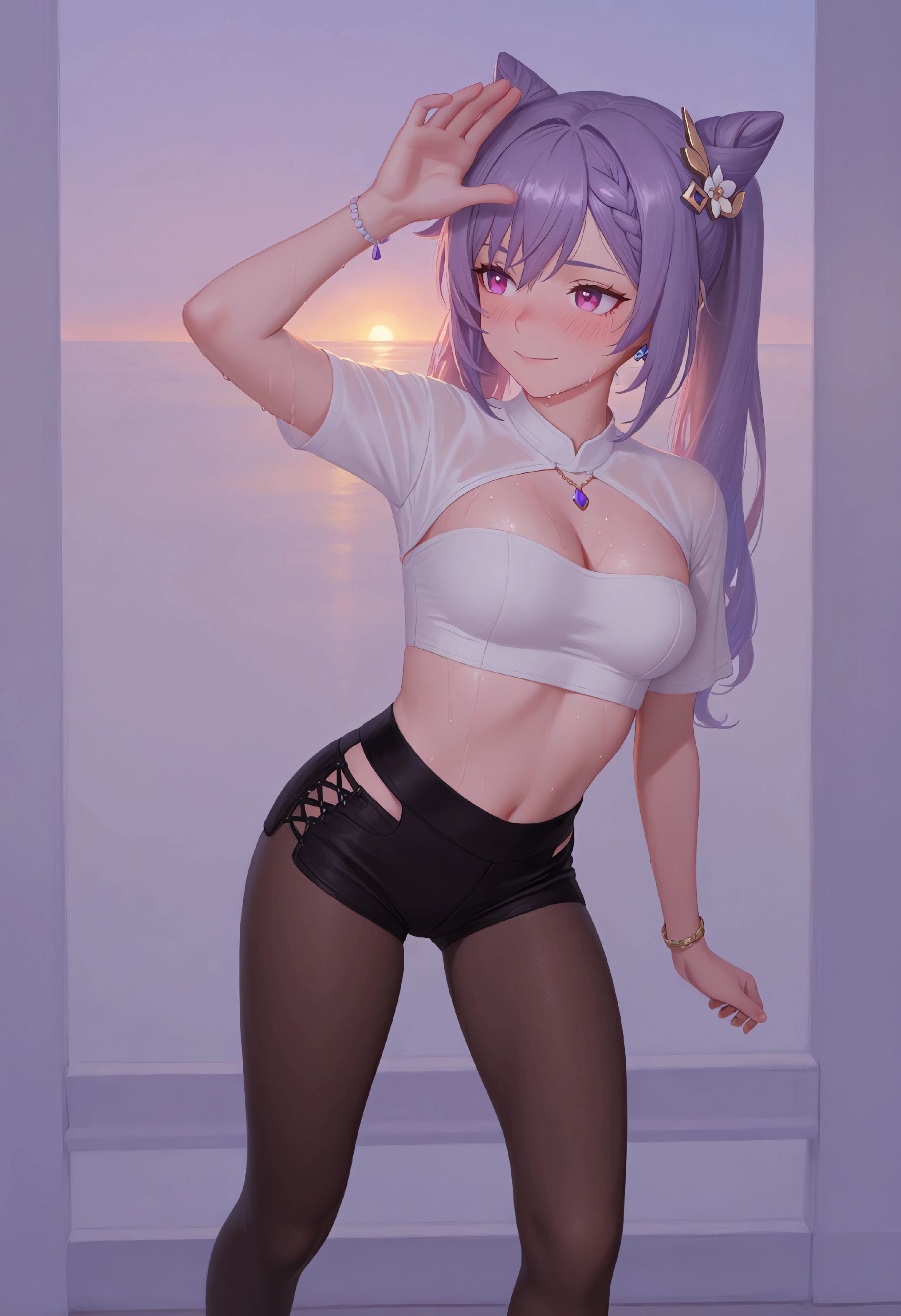 摄影模特风格！原神 刻晴 壁纸 二次元