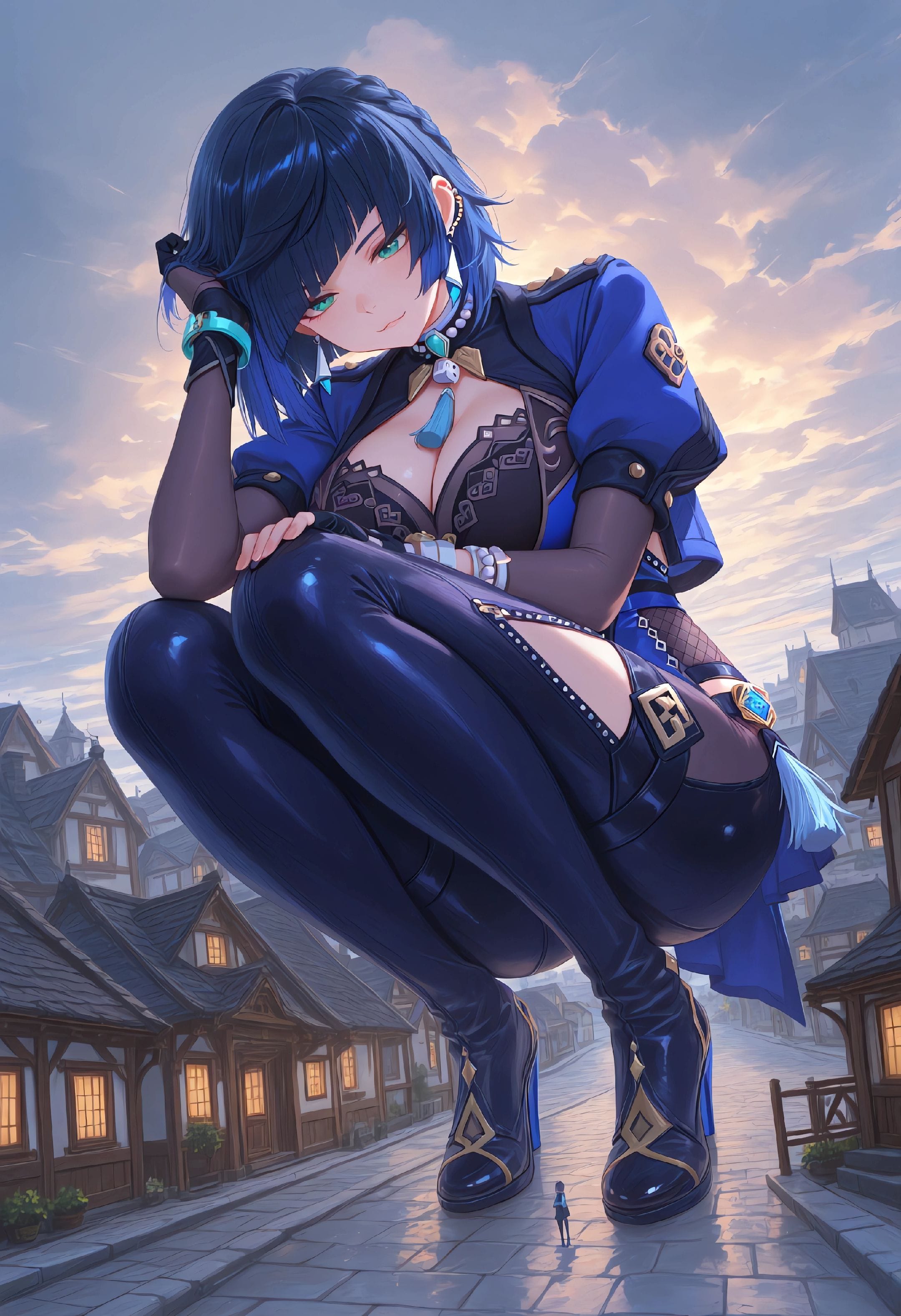 原神巨大娘！胡桃 八重神子 二次元壁纸