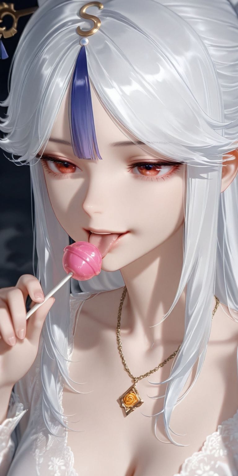提瓦特女团吃棒棒糖 原神 神里绫华 凝光 游戏壁纸 ai绘画