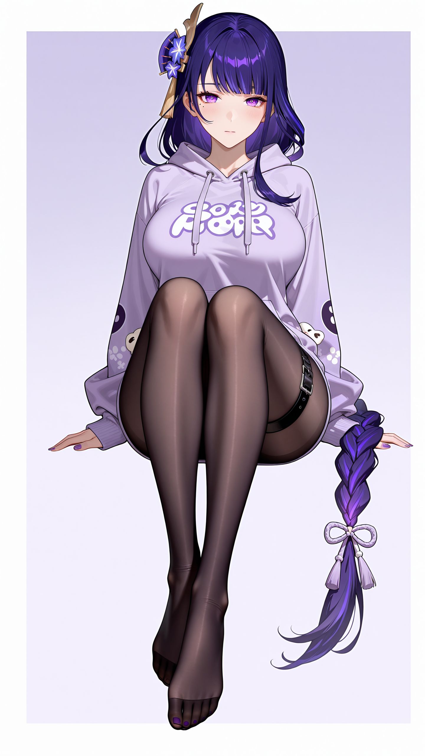 二次元游戏角色雷电将军壁纸 原神 裤袜黑丝 穿搭-皮皮兔动漫