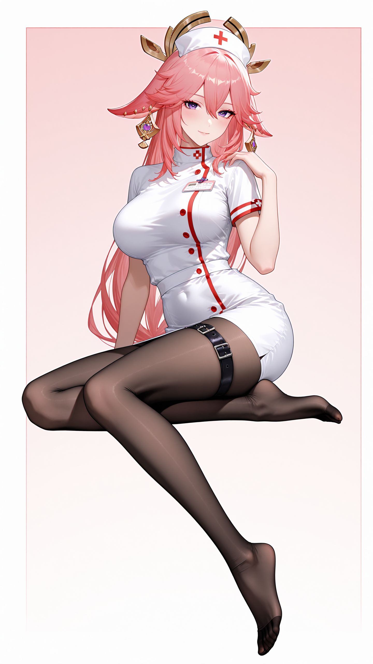 御姐八重神子 游戏原神 二次元壁纸 黑丝裤袜大长腿 穿搭-皮皮兔动漫