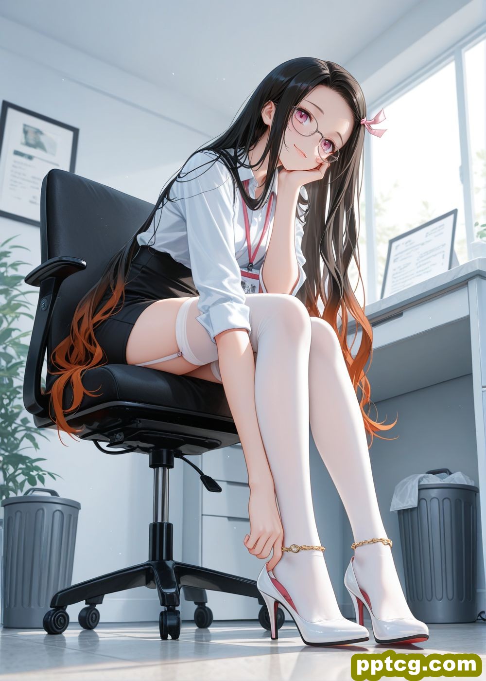 鬼灭之刃 蝴蝶忍 甘露寺蜜璃 祢豆子 动漫壁纸 丝袜黑丝白丝 职业装 高跟鞋 大长腿