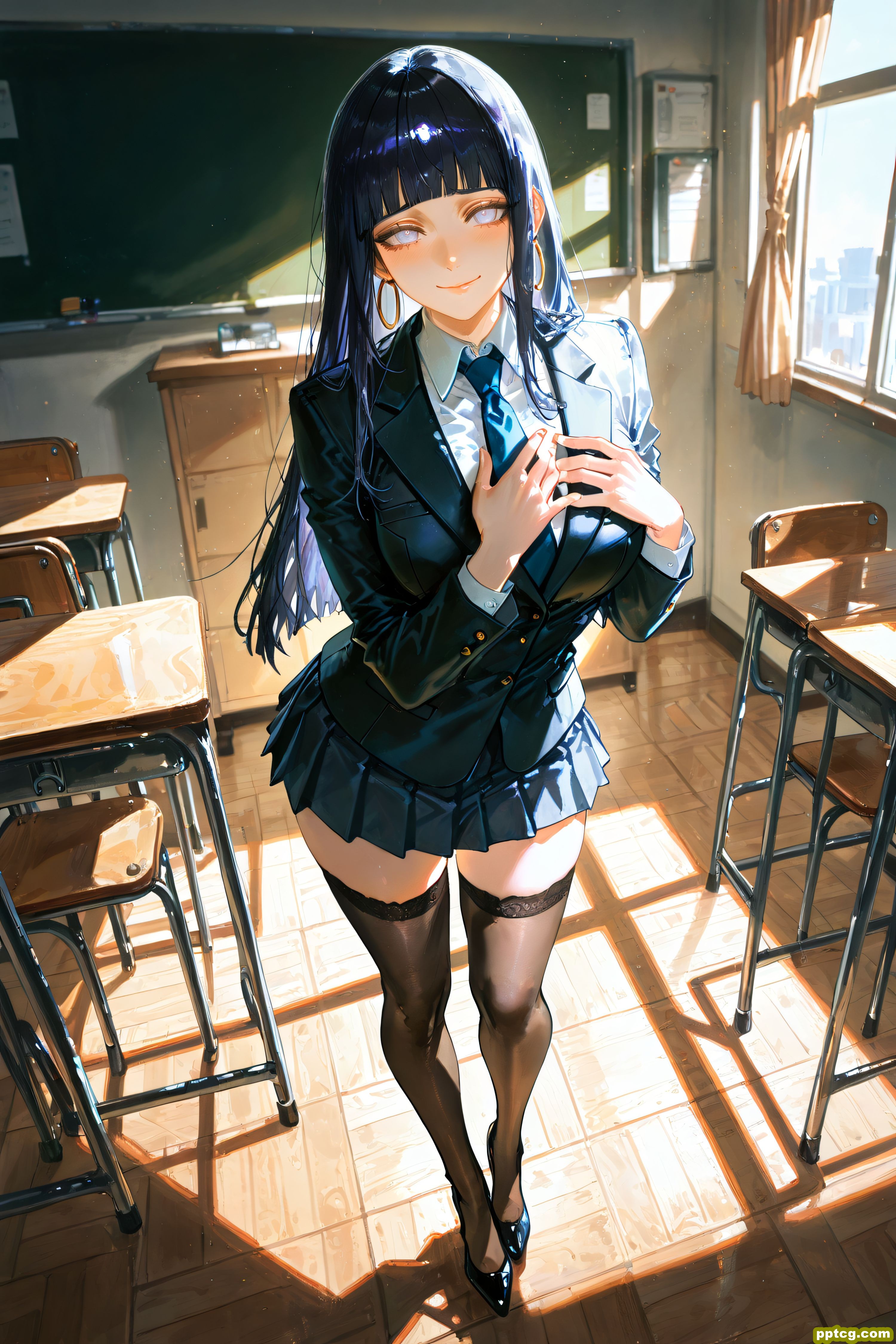 雏田 校园百褶裙系列 火影忍者 二次元 动漫人物 黑丝大长腿-皮皮兔动漫