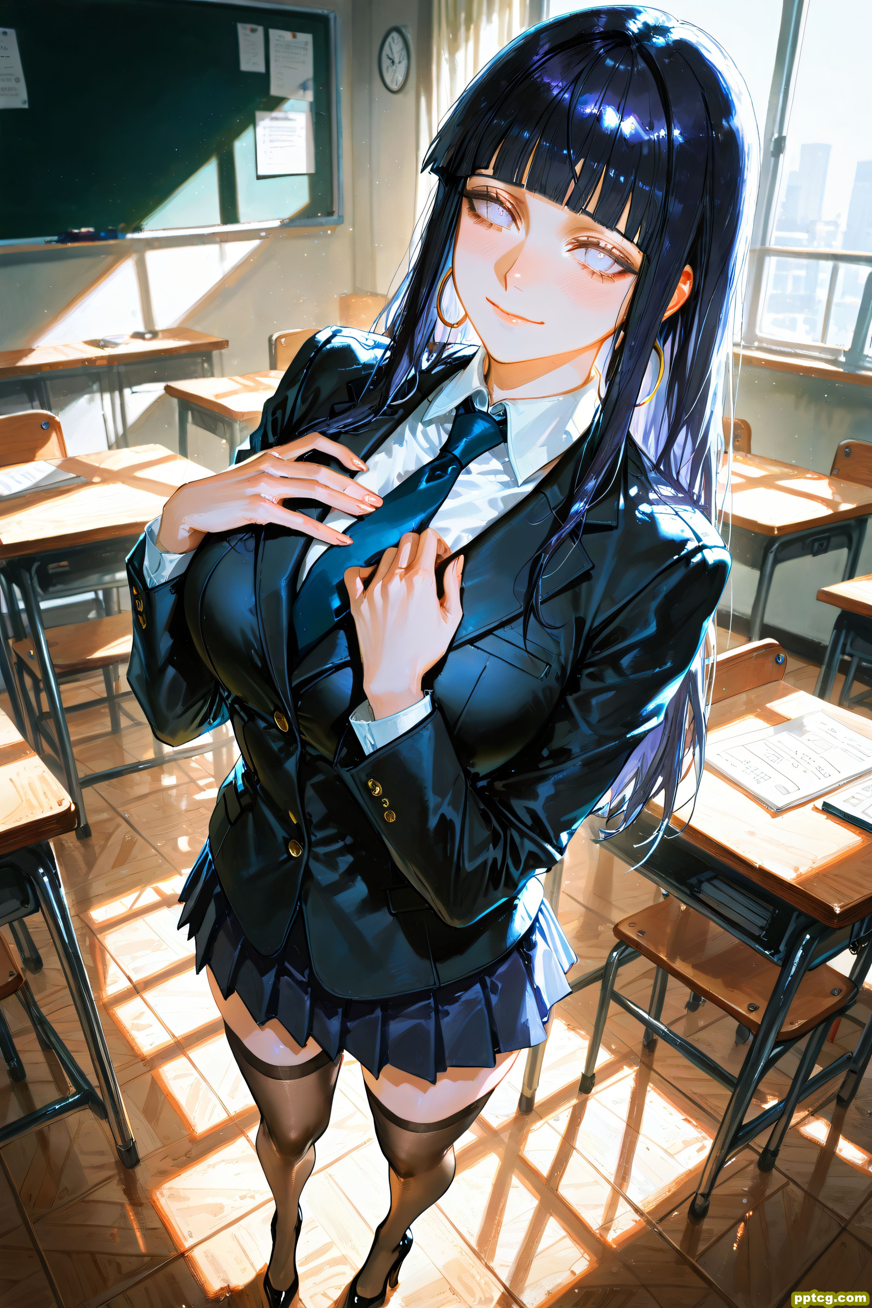 雏田 校园百褶裙系列 火影忍者 二次元 动漫人物 黑丝大长腿