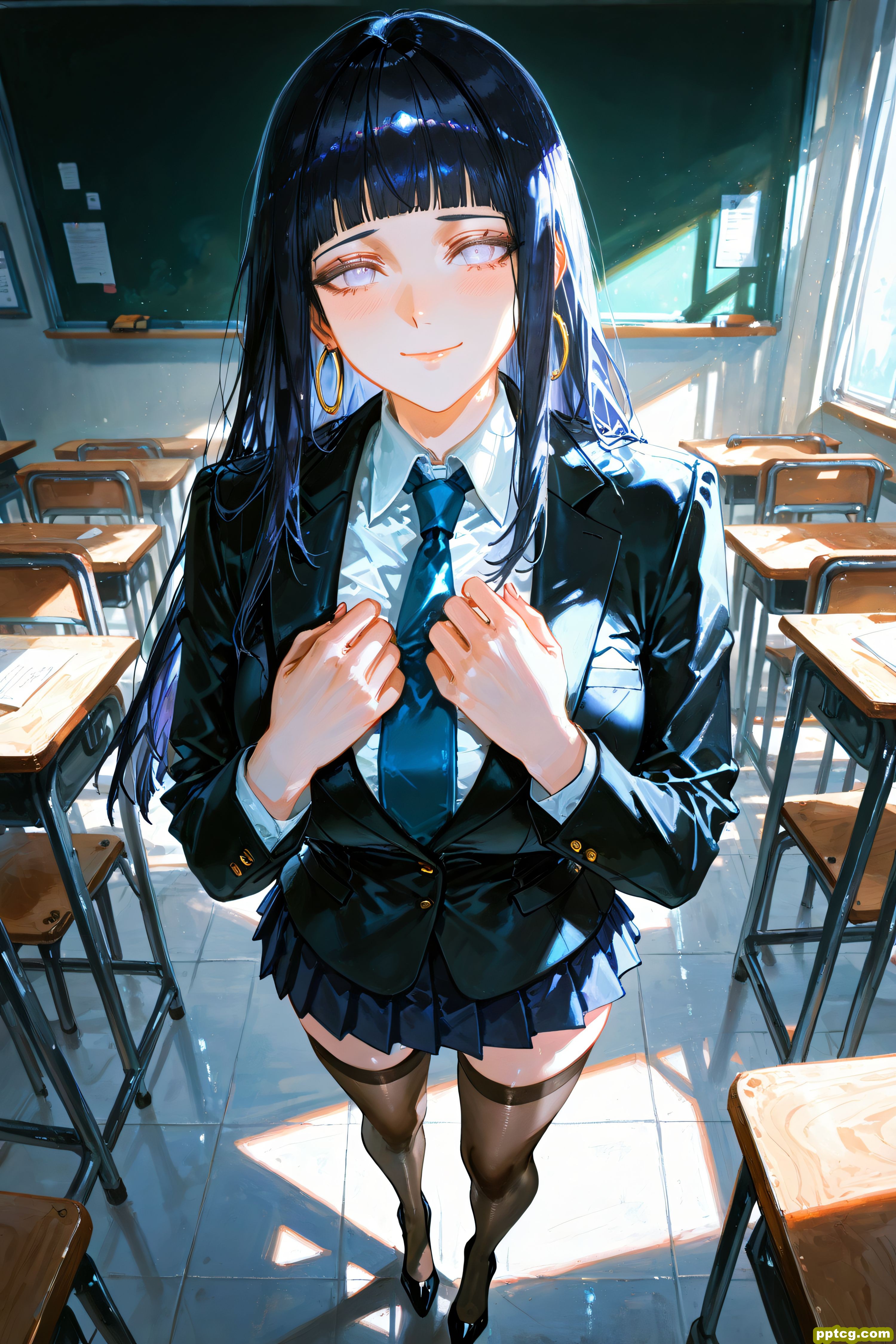 雏田 校园百褶裙系列 火影忍者 二次元 动漫人物 黑丝大长腿