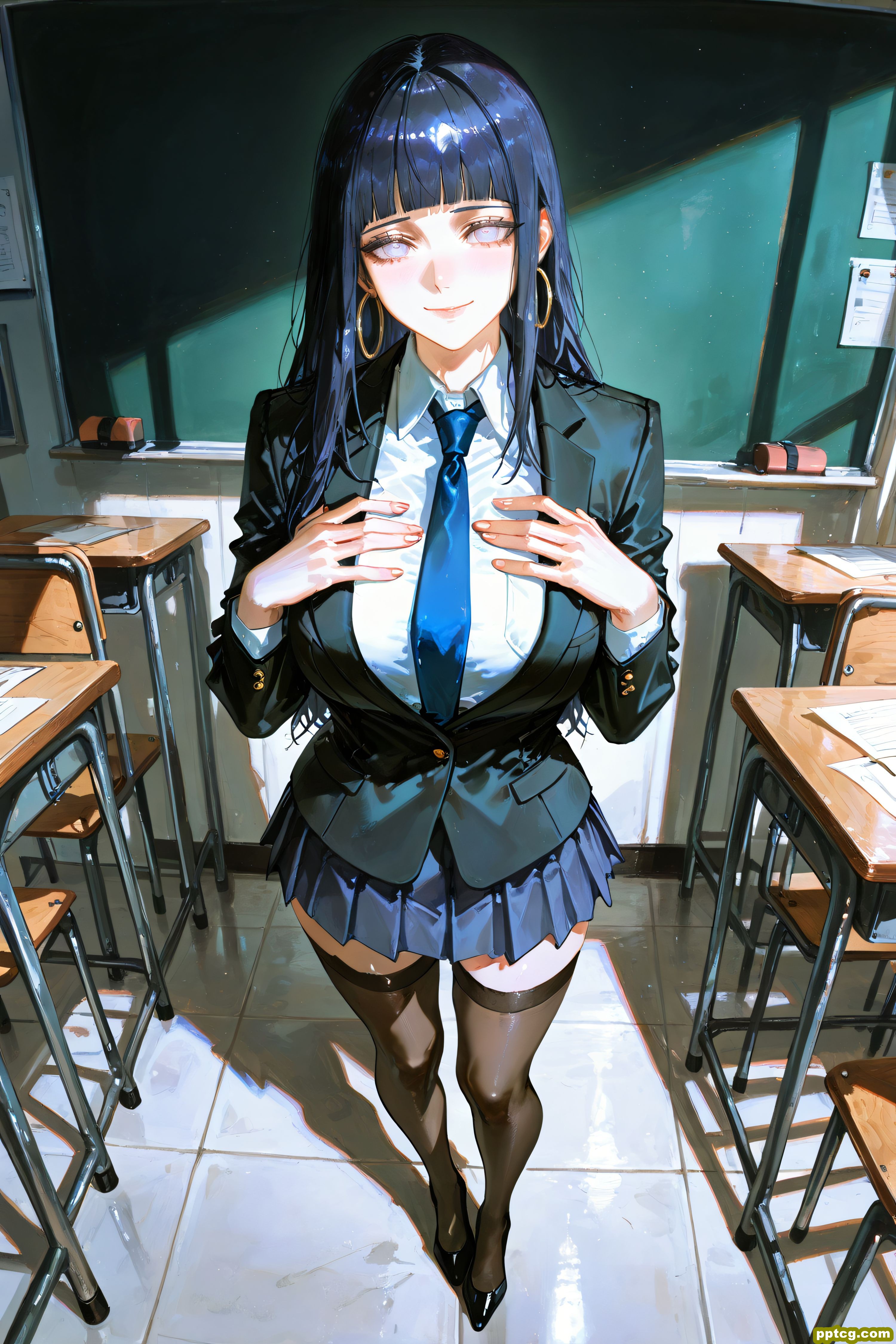 雏田 校园百褶裙系列 火影忍者 二次元 动漫人物 黑丝大长腿