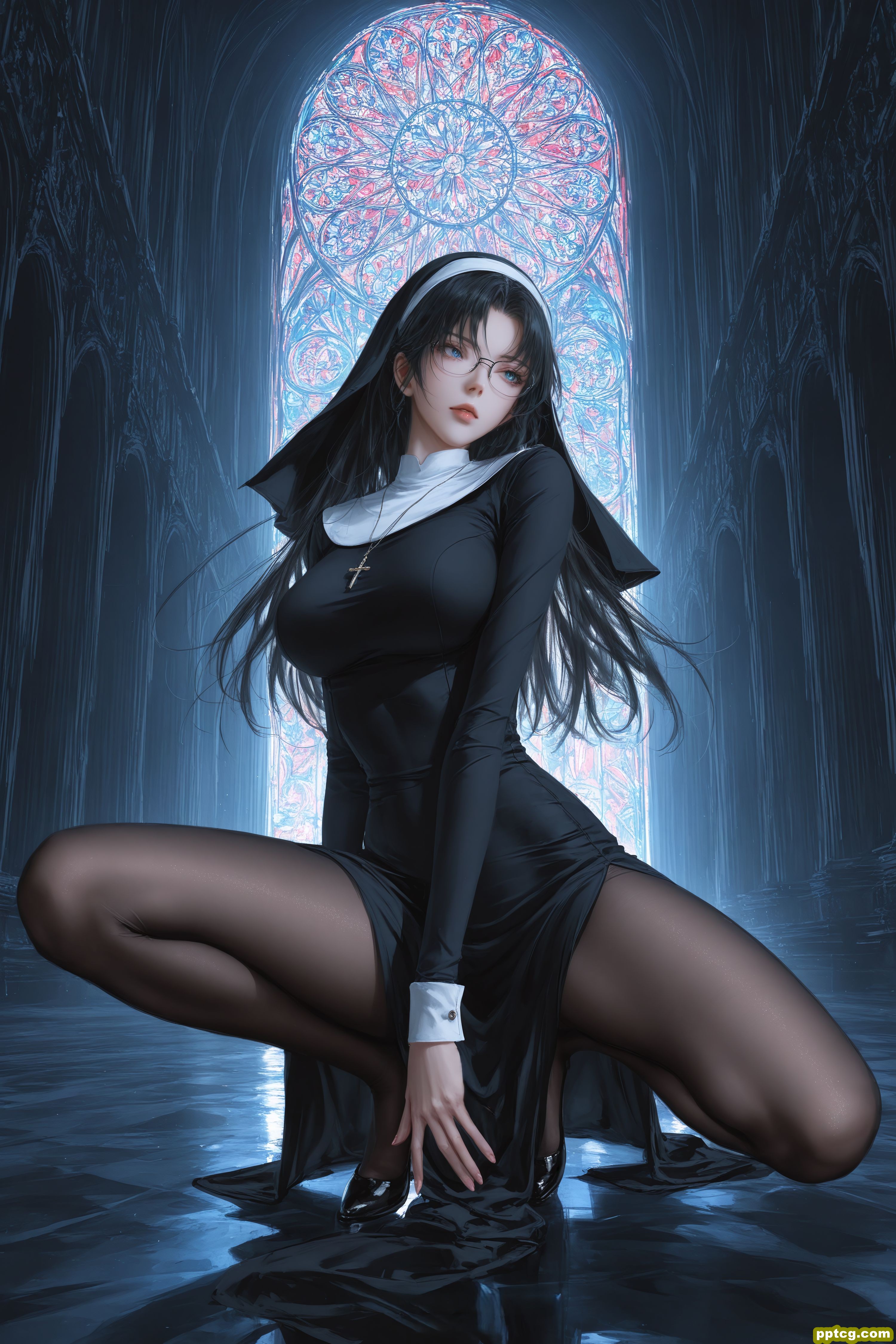 妃英理 修女 二次元 动漫二创 丝袜黑丝大长腿-皮皮兔动漫