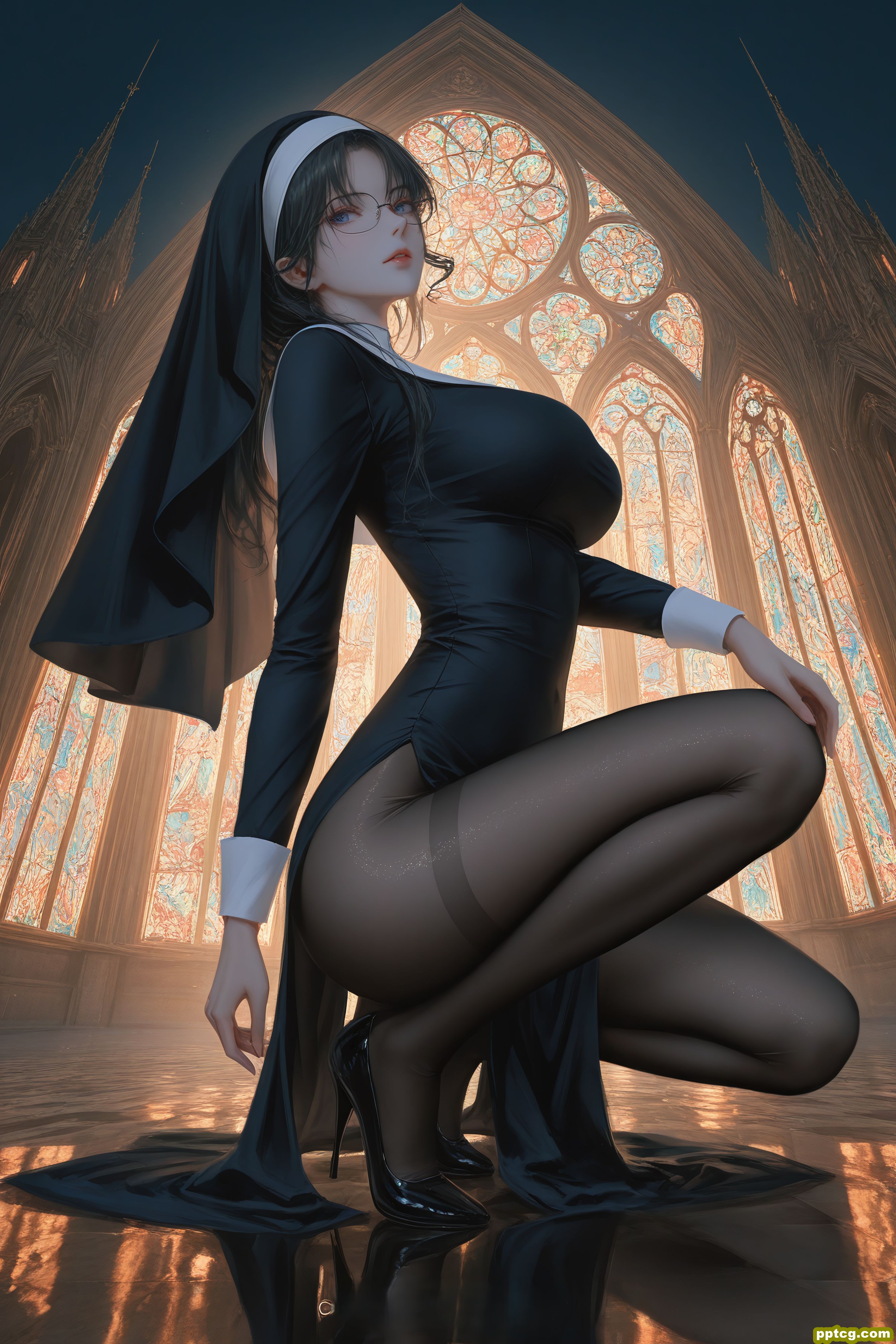 妃英理 修女 二次元 动漫二创 丝袜黑丝大长腿