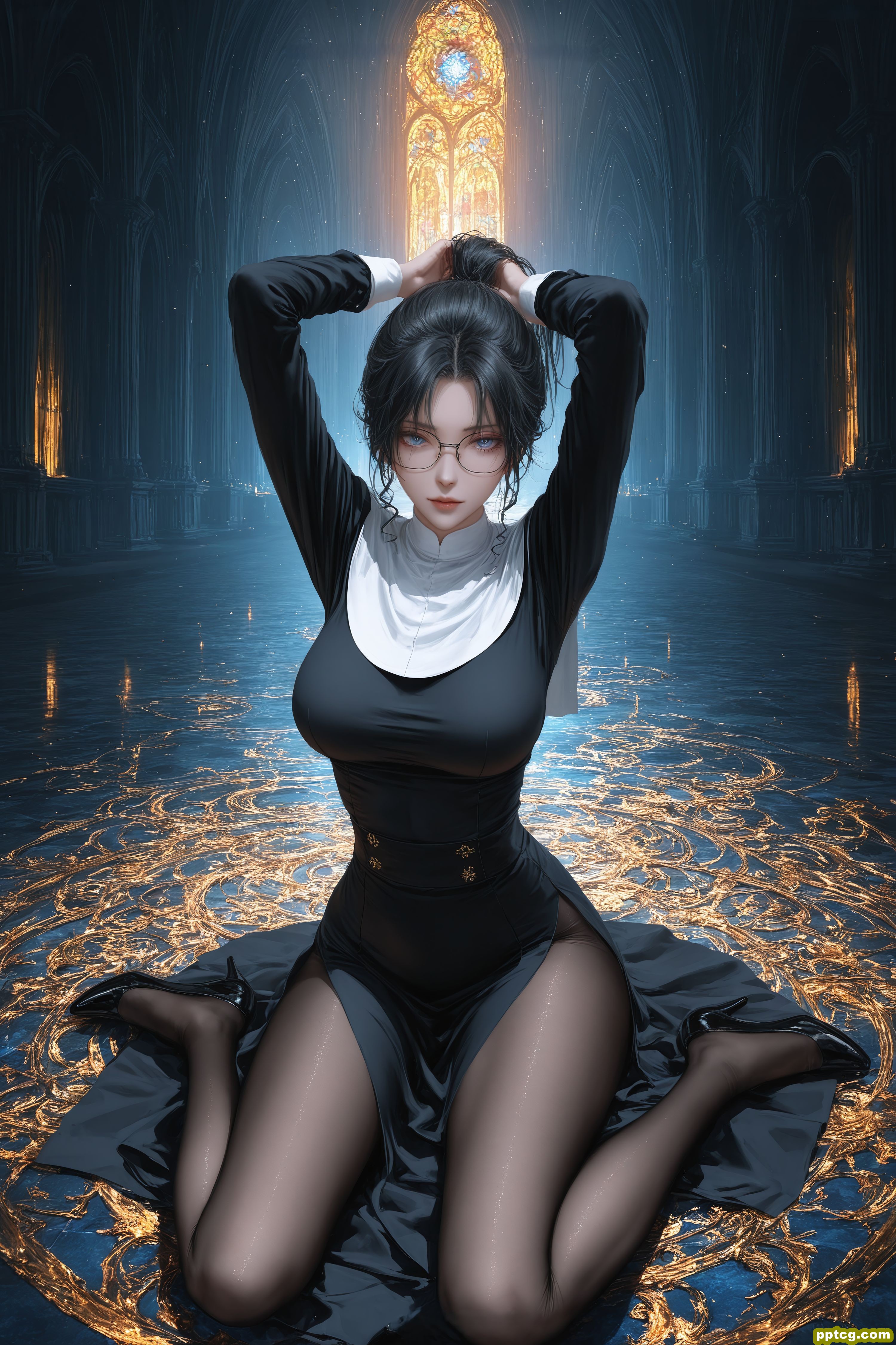 妃英理 修女 二次元 动漫二创 丝袜黑丝大长腿