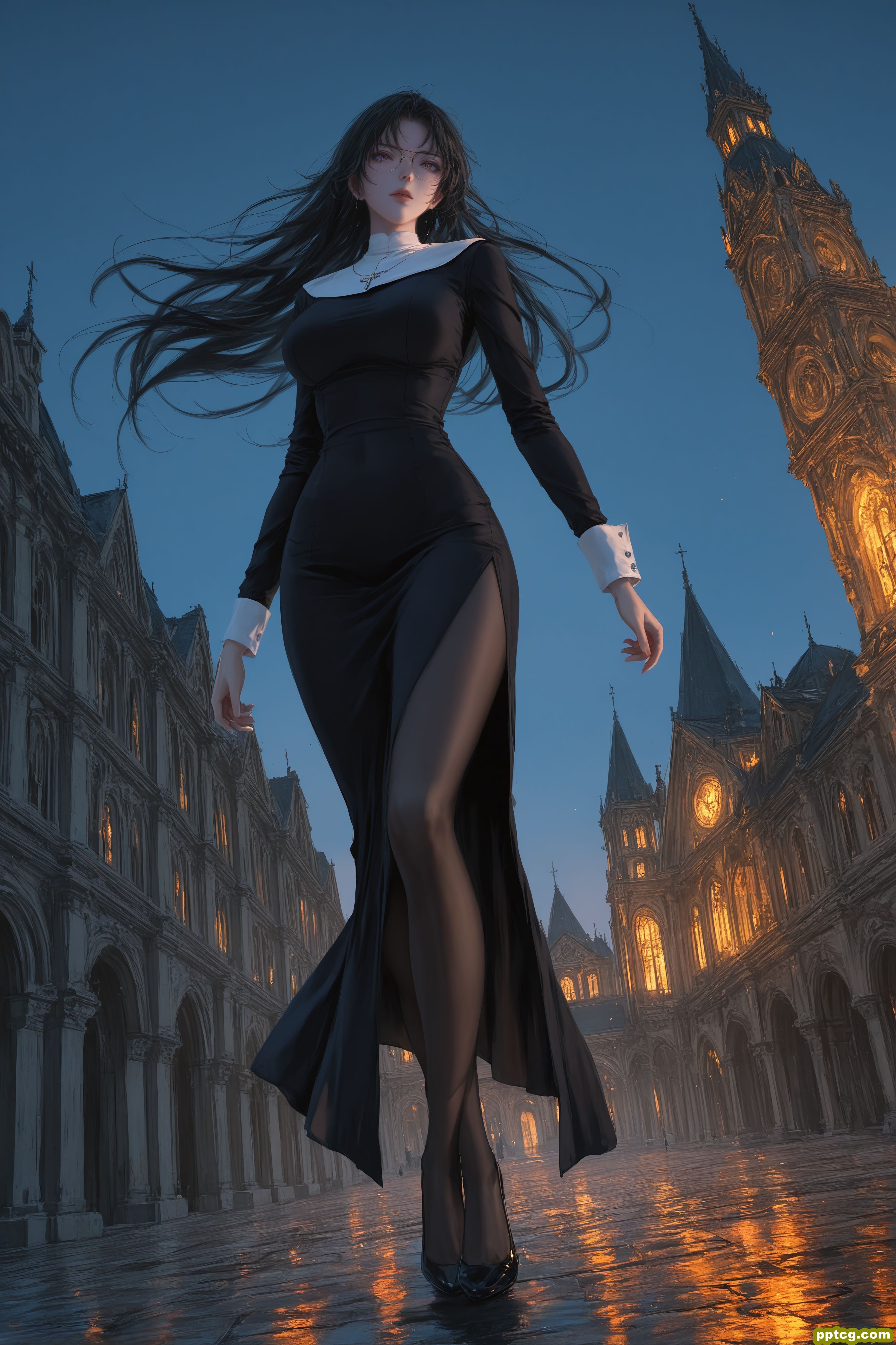 妃英理 修女 二次元 动漫二创 丝袜黑丝大长腿