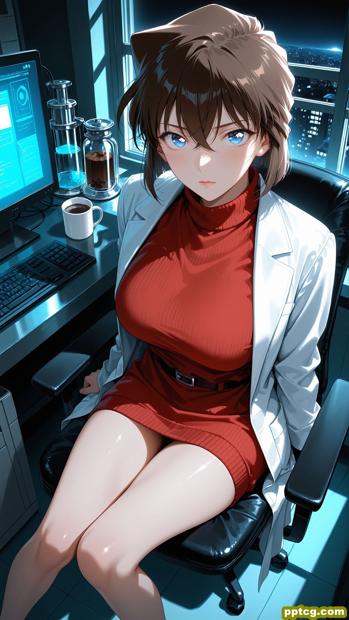 冰山美人雪莉 反差美学 4k高清壁纸 宫野志保 灰原哀 名侦探柯南 同人 ai绘画-皮皮兔动漫