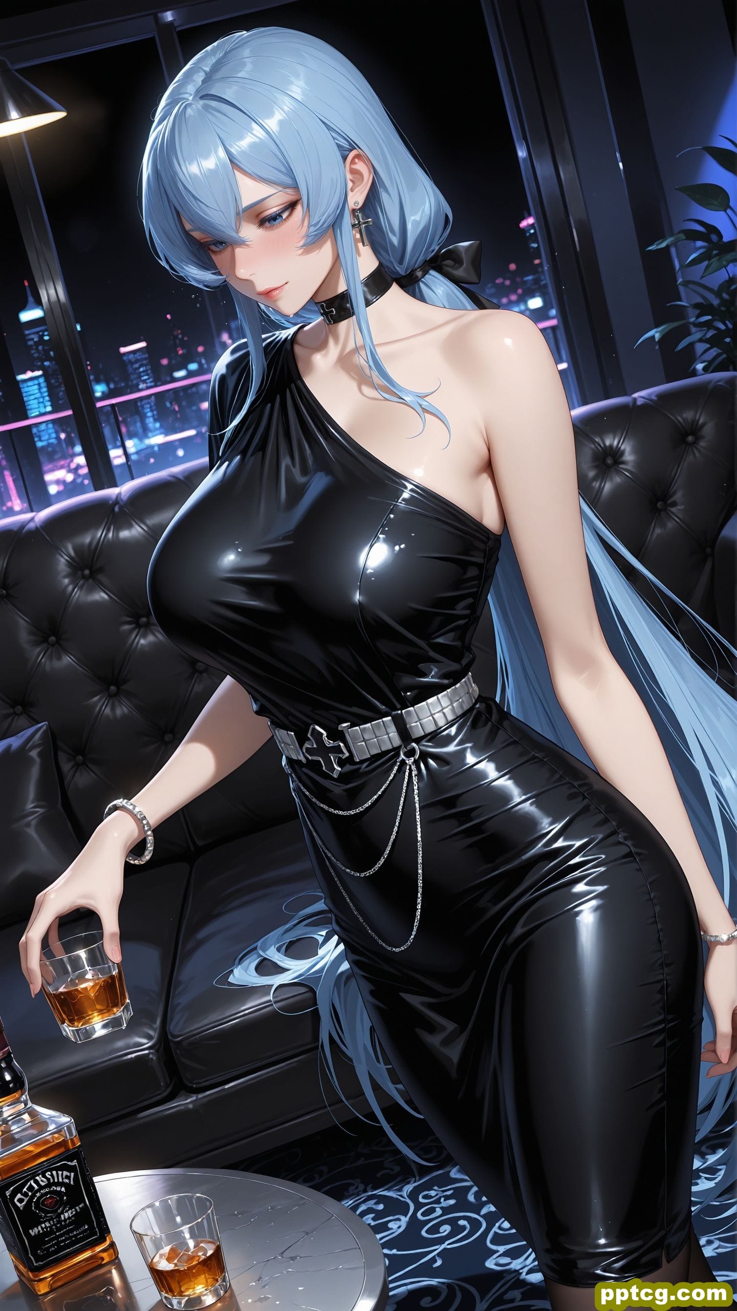 艾斯德斯 夜场女王の绝对领域 ai绘画 二次元 大长腿丝袜黑丝