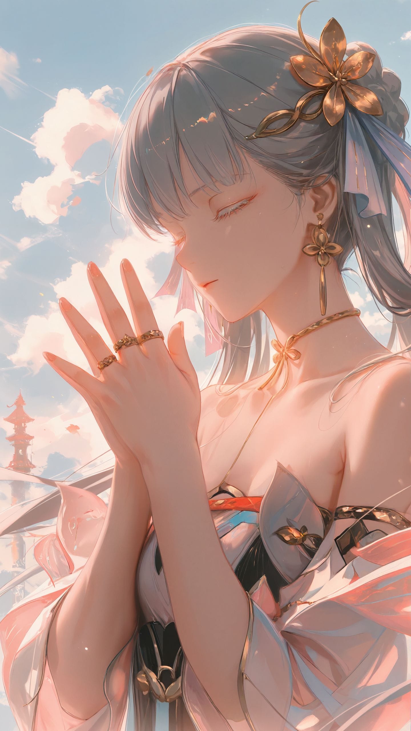 今汐桃夭灼灼2K鸣潮壁纸 二次元游戏超清唯美少女壁纸