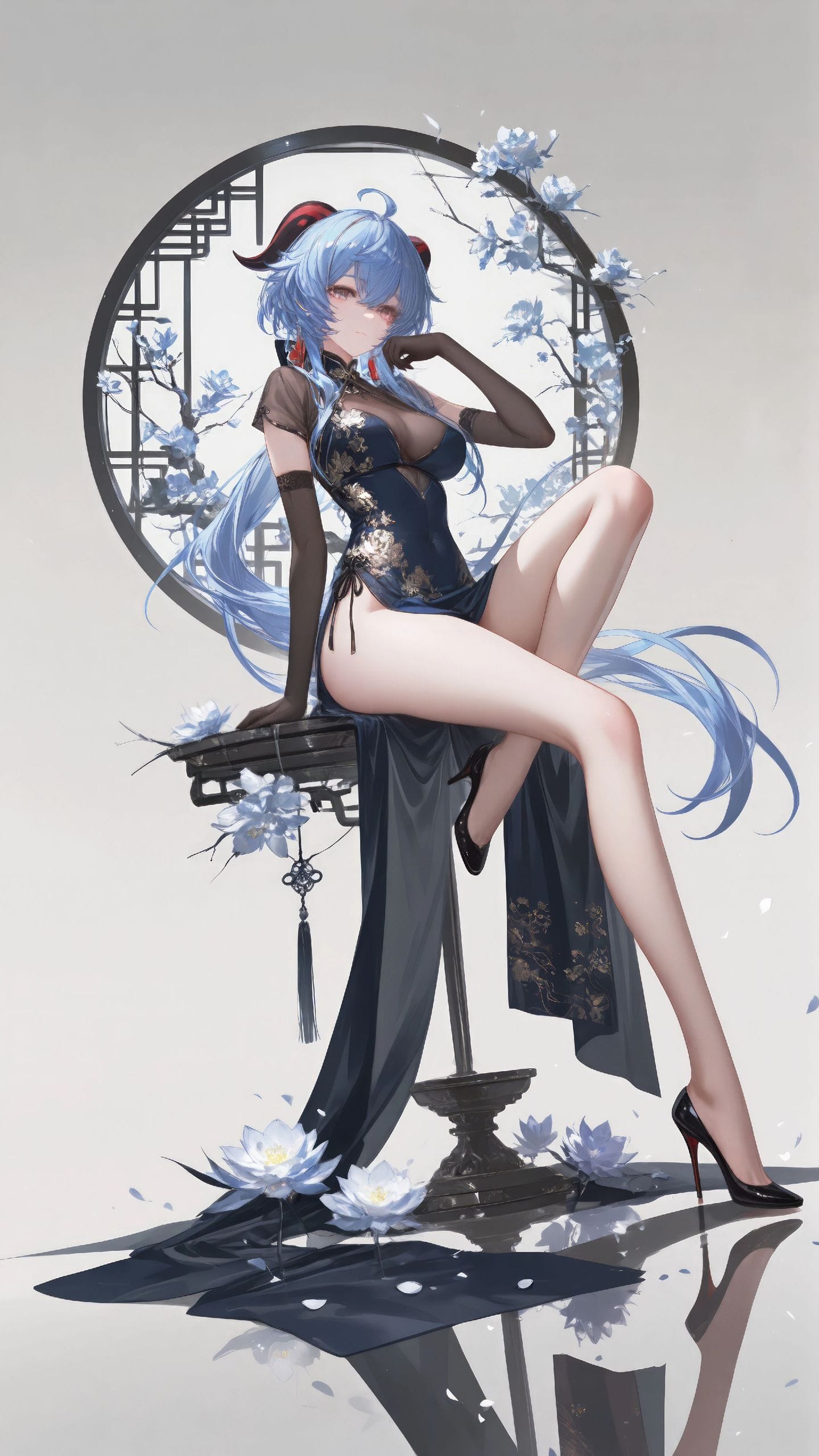 原神甘雨壁纸 大长腿 旗袍 手机壁纸 二次元美女图片-皮皮兔动漫