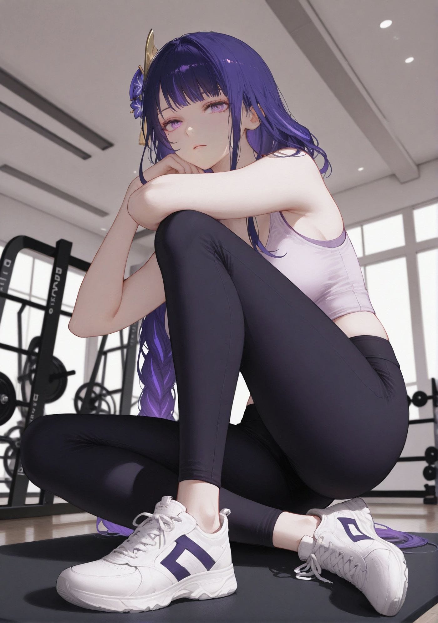 原神雷电将军 手机壁纸 运动 瑜伽裤 裤袜 健身房