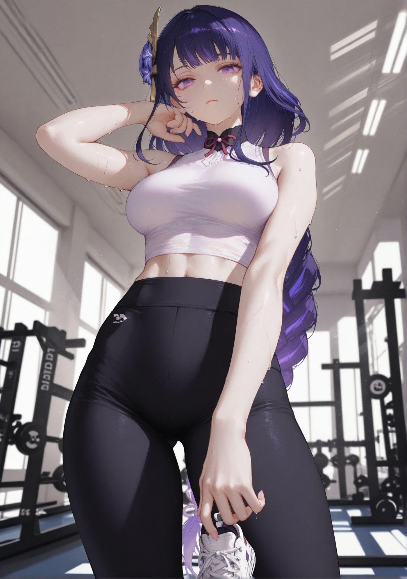 原神雷电将军 手机壁纸 运动 瑜伽裤 裤袜 健身房