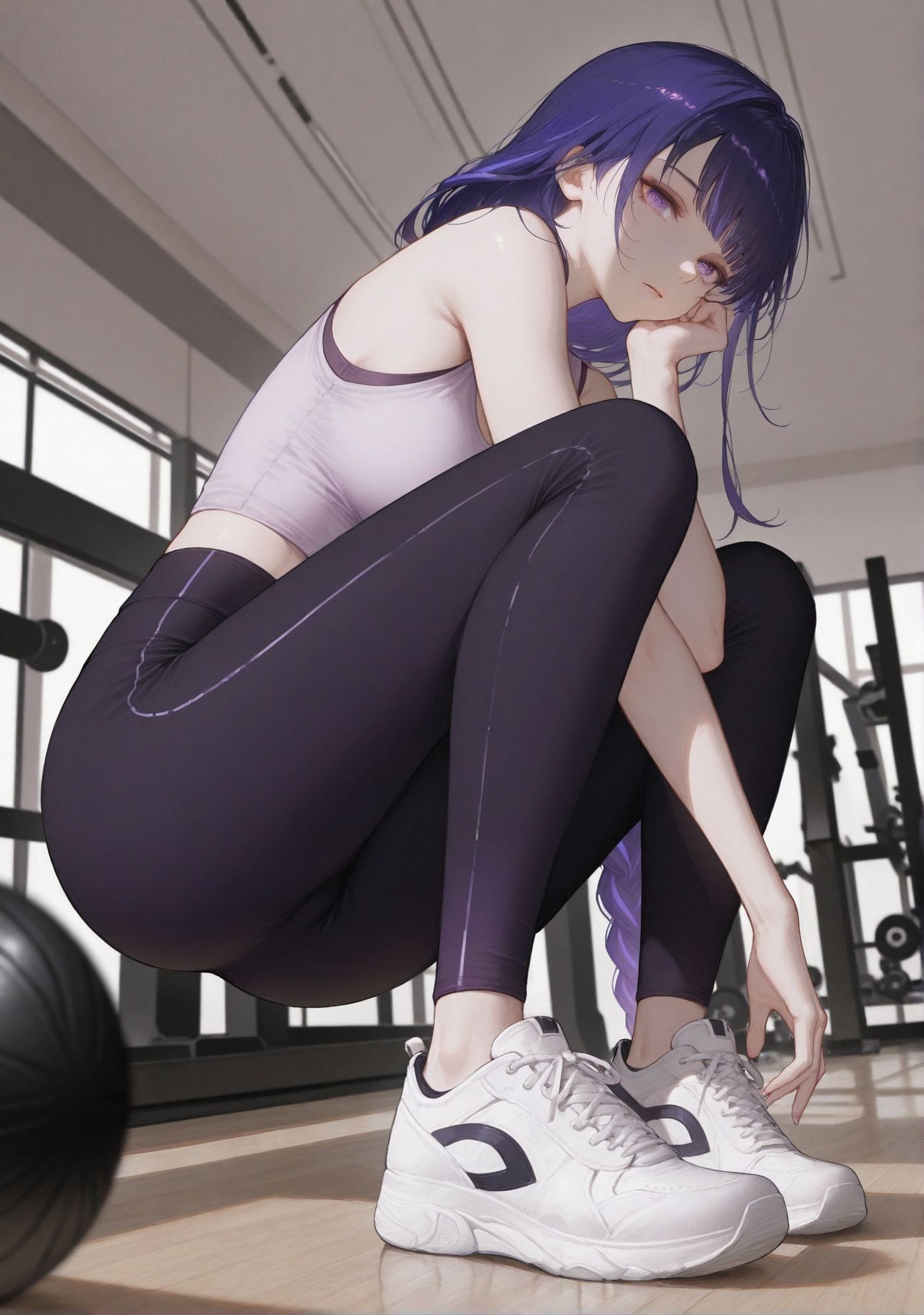 原神雷电将军 手机壁纸 运动 瑜伽裤 裤袜 健身房