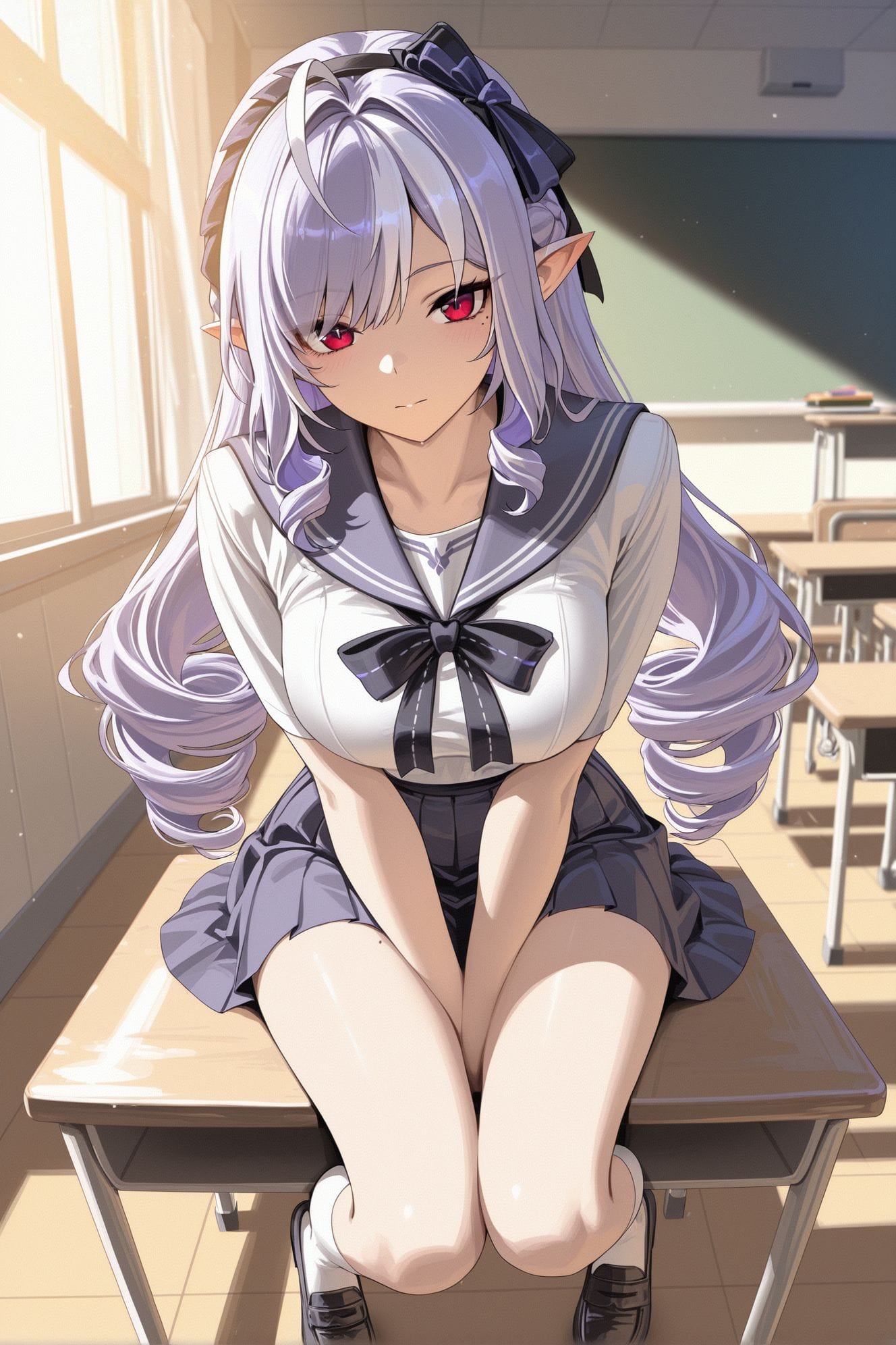 绝区零学姐薇薇安 手机壁纸 青春校园教室 裙子-皮皮兔动漫