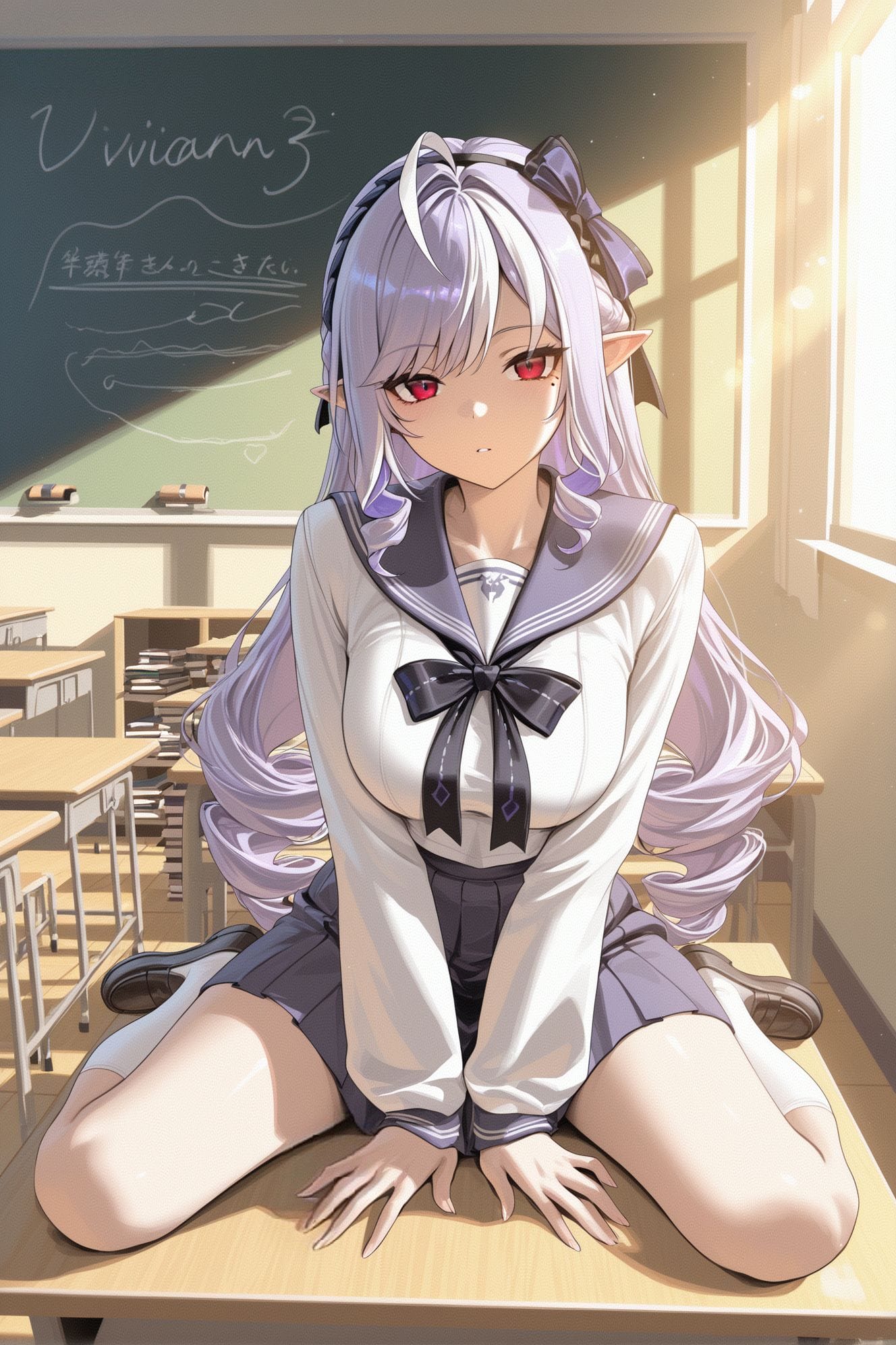 绝区零学姐薇薇安 手机壁纸 青春校园教室 裙子