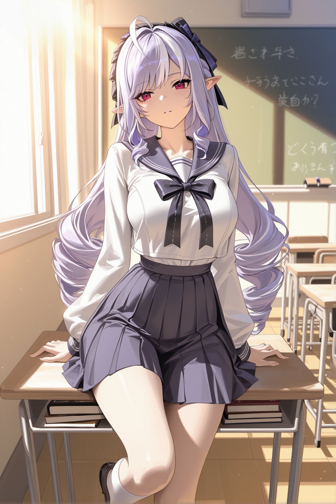 绝区零学姐薇薇安 手机壁纸 青春校园教室 裙子