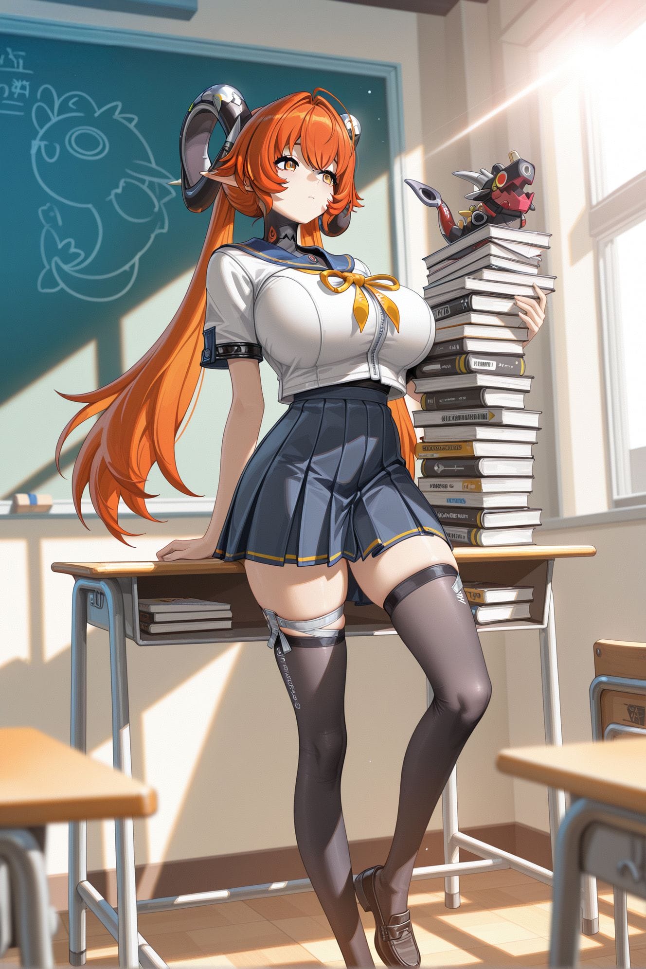 绝区零奥菲斯学姐一起上课 青春校园教室 黑丝大长腿