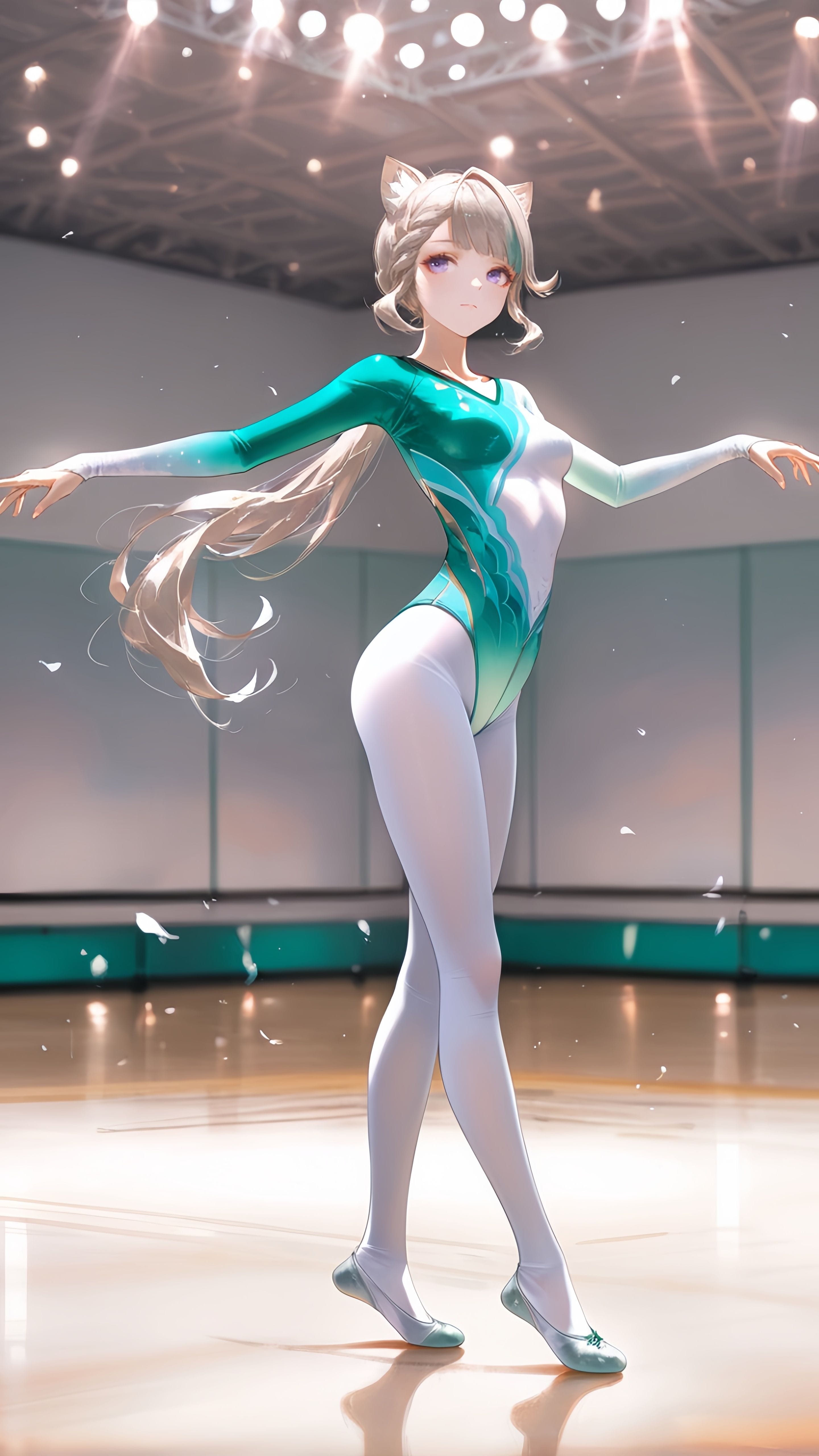 芭蕾少女 AI绘画 游戏原神 二次元少女 体操-皮皮兔动漫