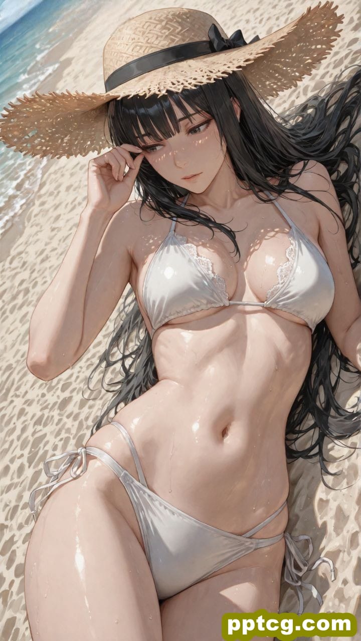 海边沙滩泳装 完美身材 草帽 颜值二次元美女 比基尼-皮皮兔动漫