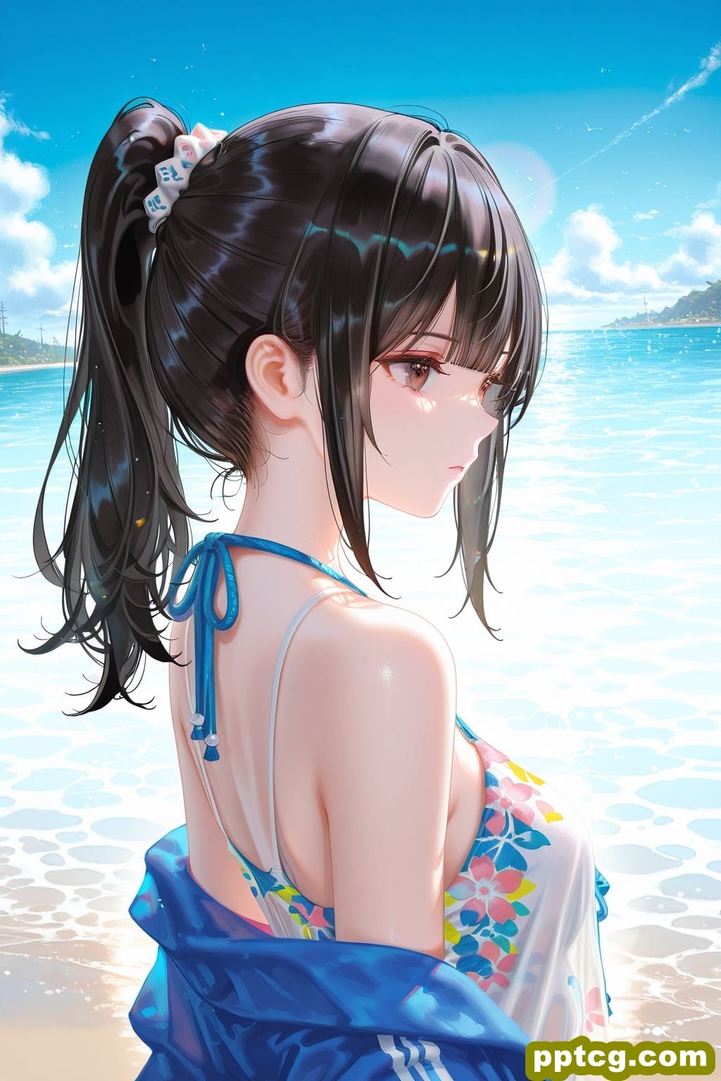 二次元少女 病娇 泳池 泳装比基尼 手机超高清壁纸