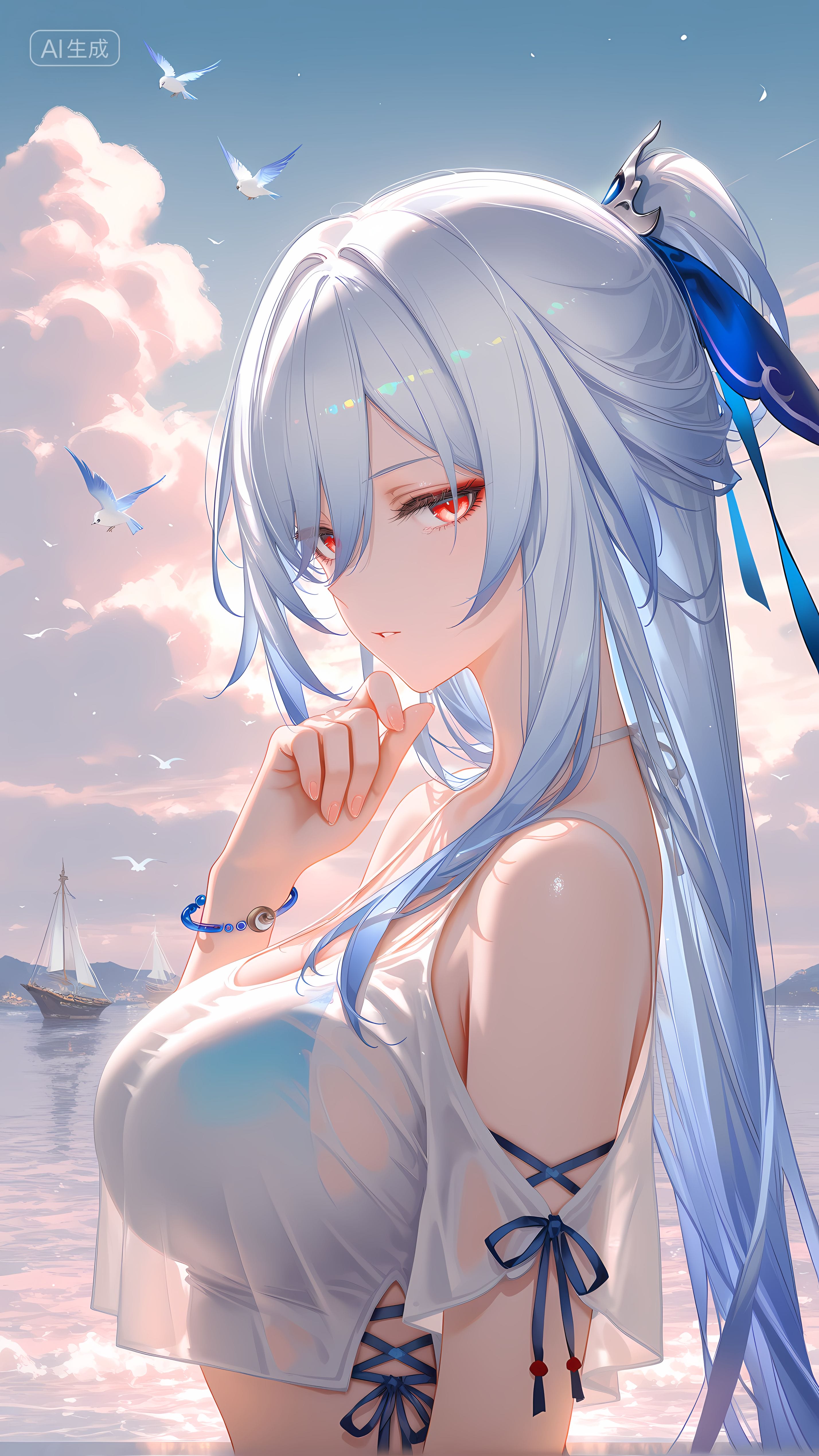 镜流老师 手机游戏壁纸 崩坏星穹铁道 牛仔短裤 丝袜黑丝裤袜 大长腿