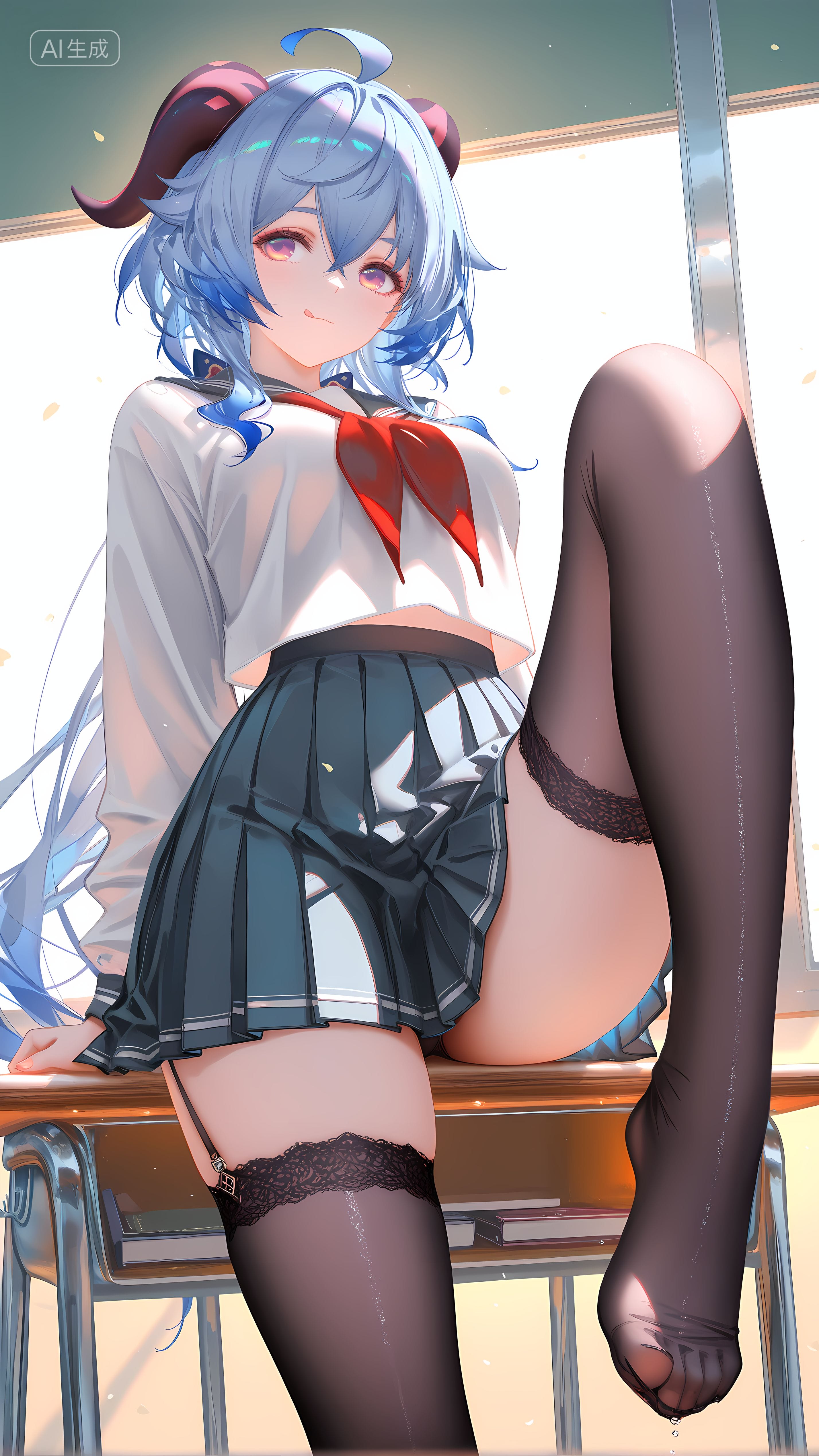 原神 甘雨 旗袍吊带丝袜 渔网袜 裙子JK 百褶裙