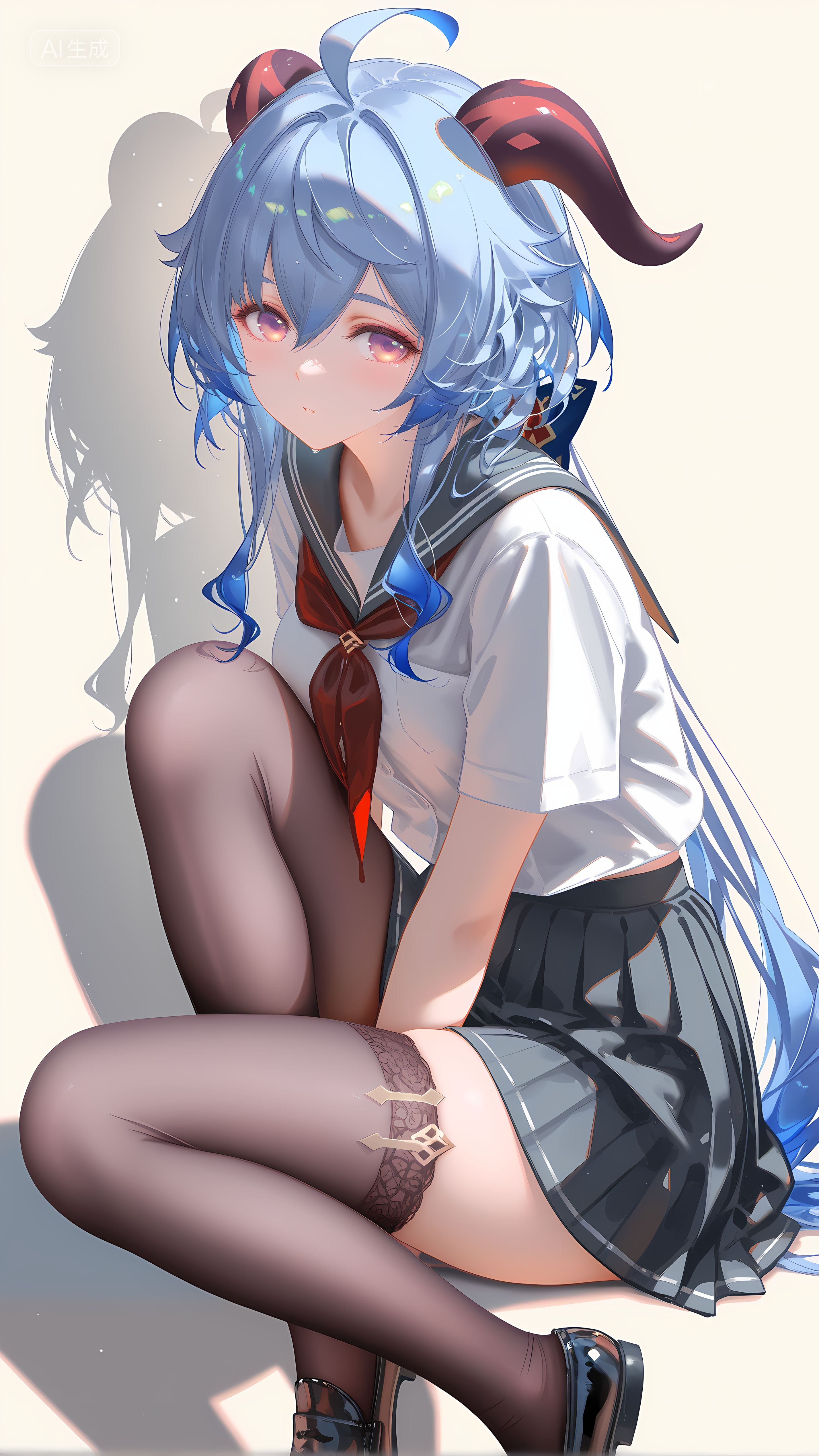 原神 甘雨 旗袍吊带丝袜 渔网袜 裙子JK 百褶裙