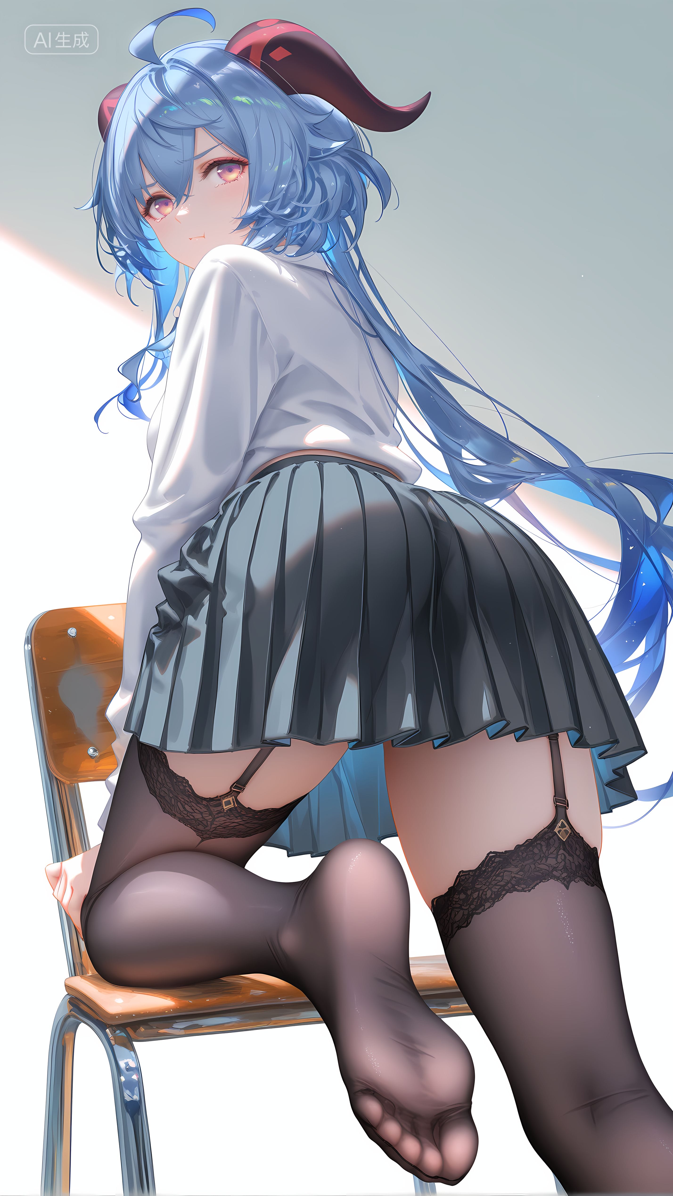 原神 甘雨 旗袍吊带丝袜 渔网袜 裙子JK 百褶裙