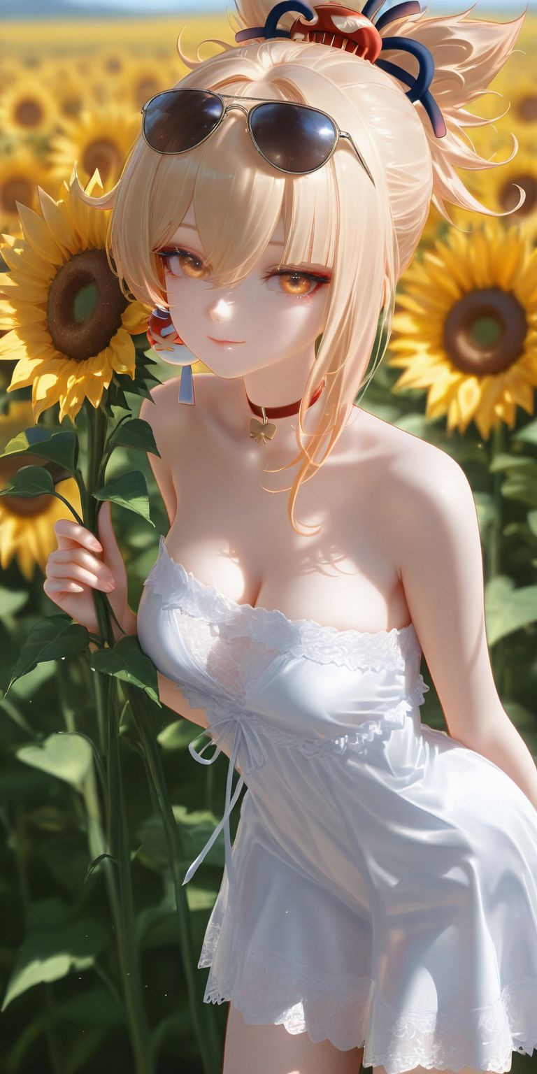 宵宫美腻了 二次元游戏原神 ai绘画 向日葵 自然-皮皮兔动漫