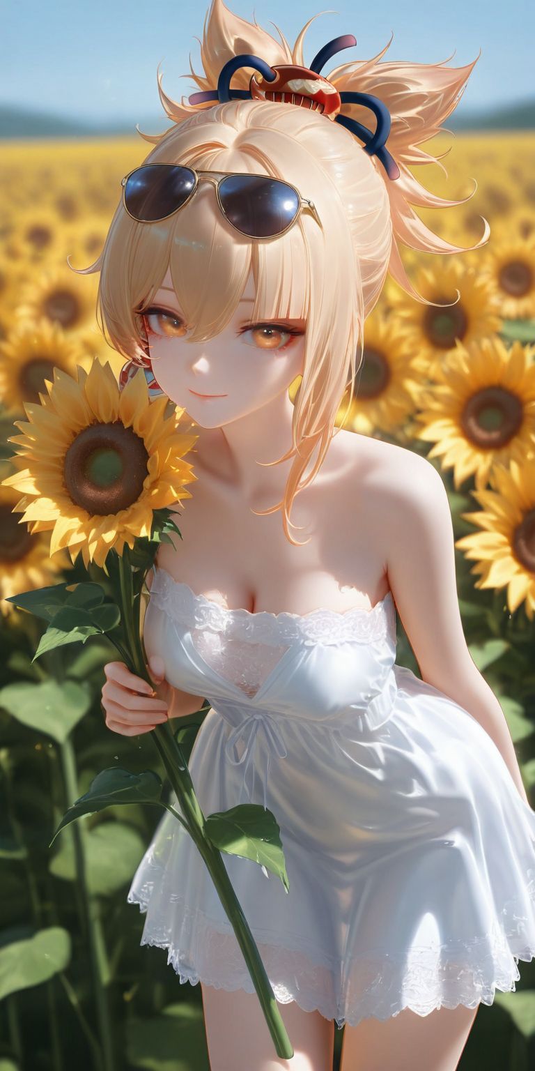 宵宫美腻了 二次元游戏原神 ai绘画 向日葵 自然