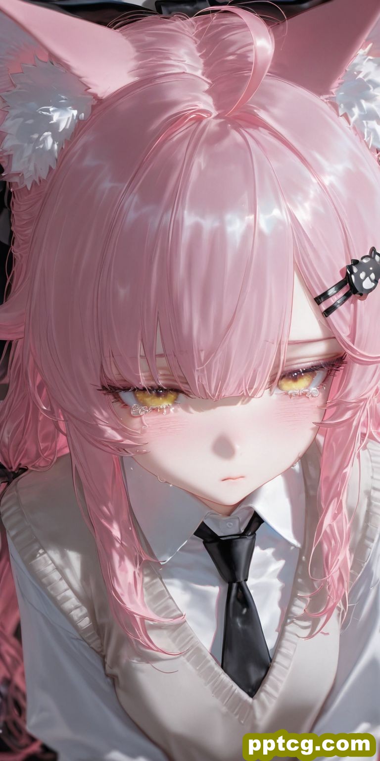 粉毛猫娘 二次元可爱少女 哭唧唧委屈巴巴 ai绘画-皮皮兔动漫