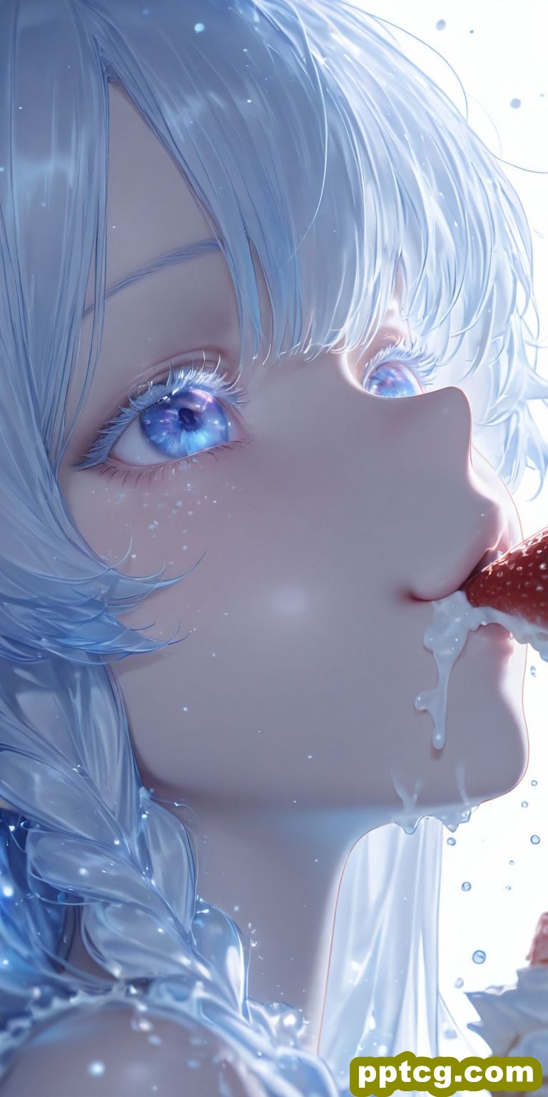 动漫壁纸 二次元少女 ai绘画 冰淇淋蛋糕 蓝色头发睫毛眼睛可爱