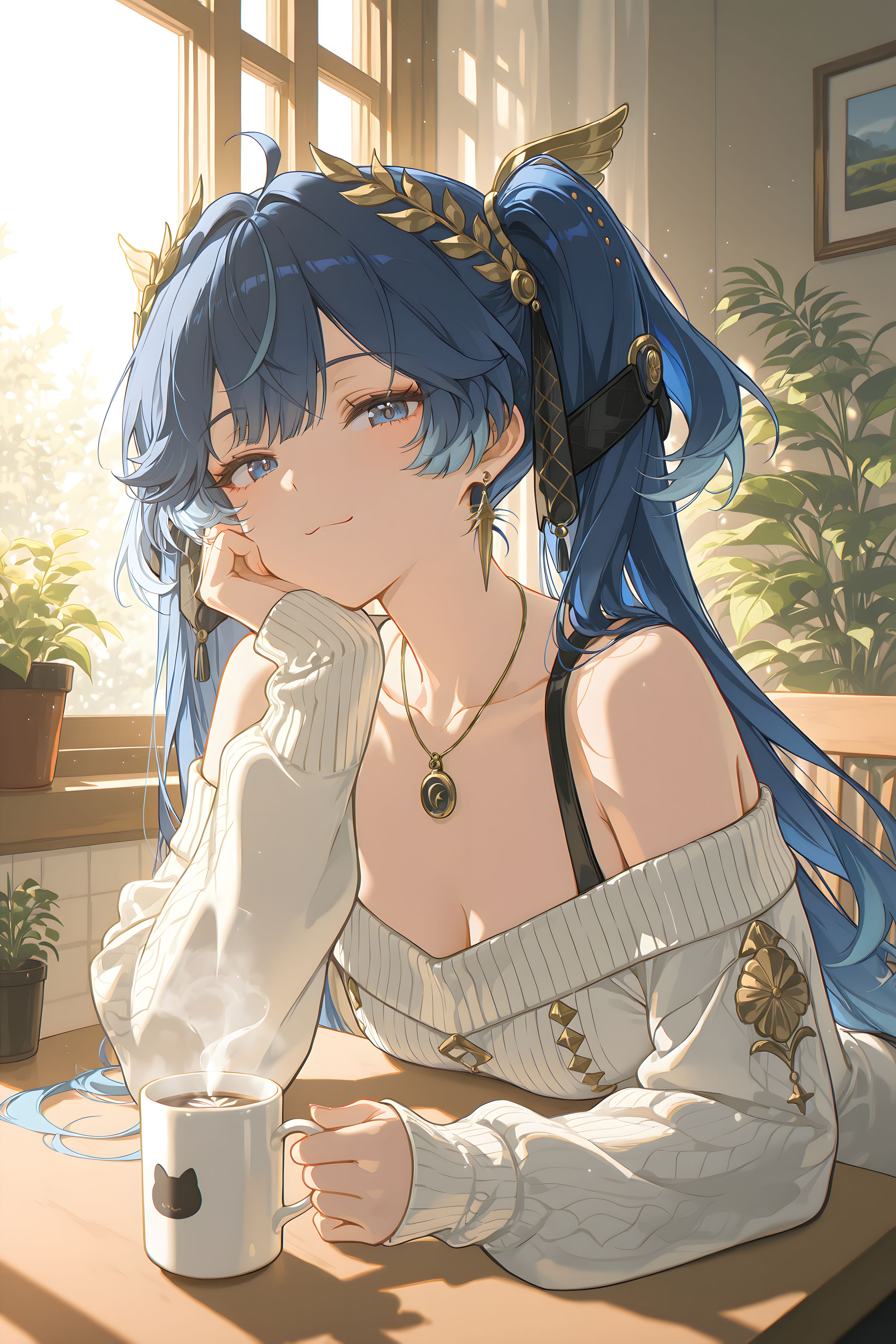 午后暖阳 鸣潮女团下午茶 ai绘画手机游戏壁纸 二次元