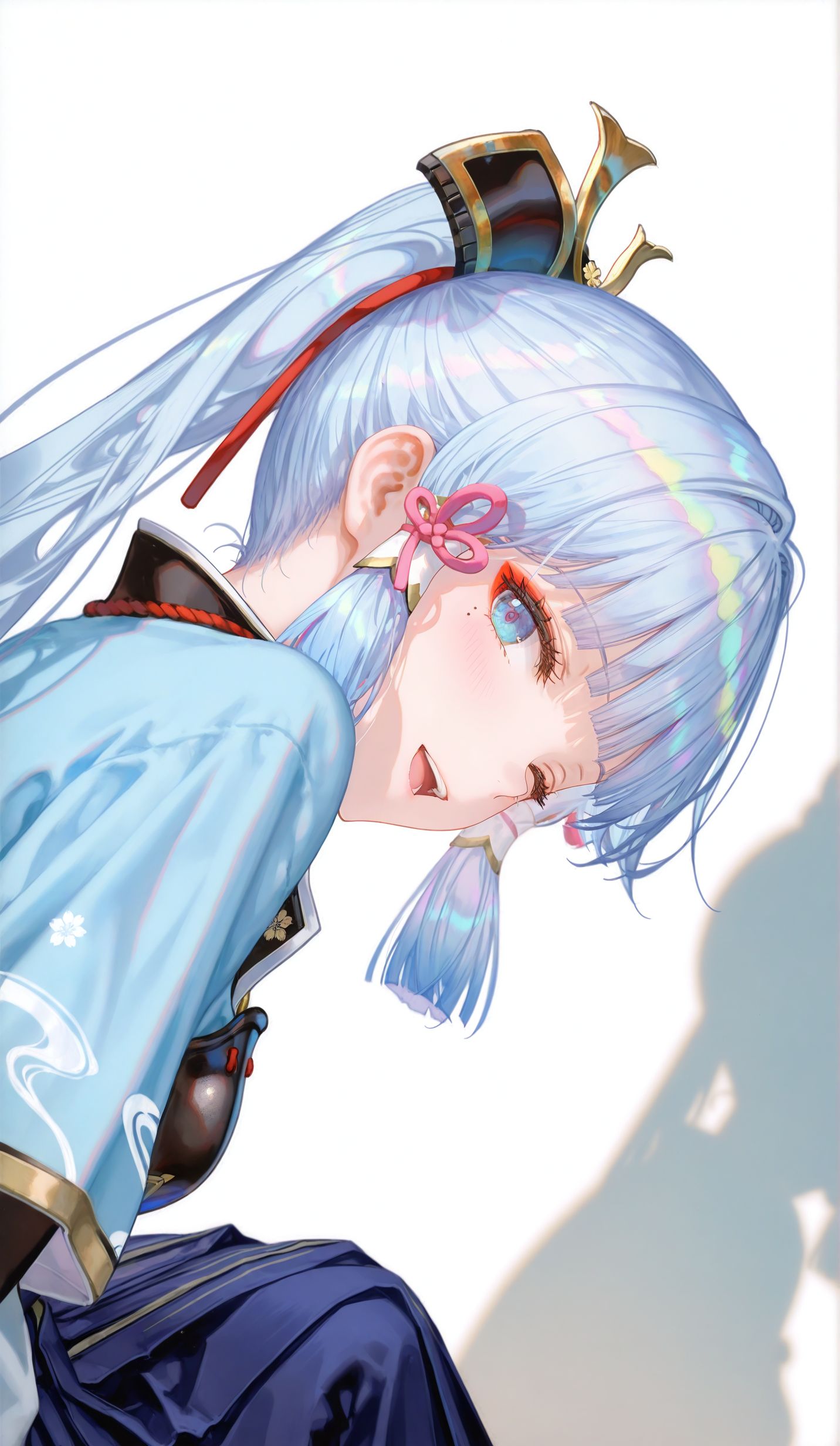 神里绫华可爱俏皮 原神二次元游戏壁纸 白底图片 测光阴影-皮皮兔动漫