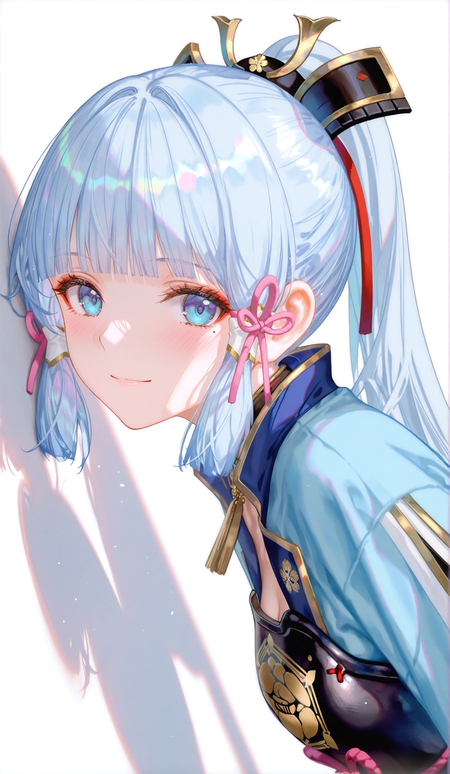 神里绫华可爱俏皮 原神二次元游戏壁纸 白底图片 测光阴影