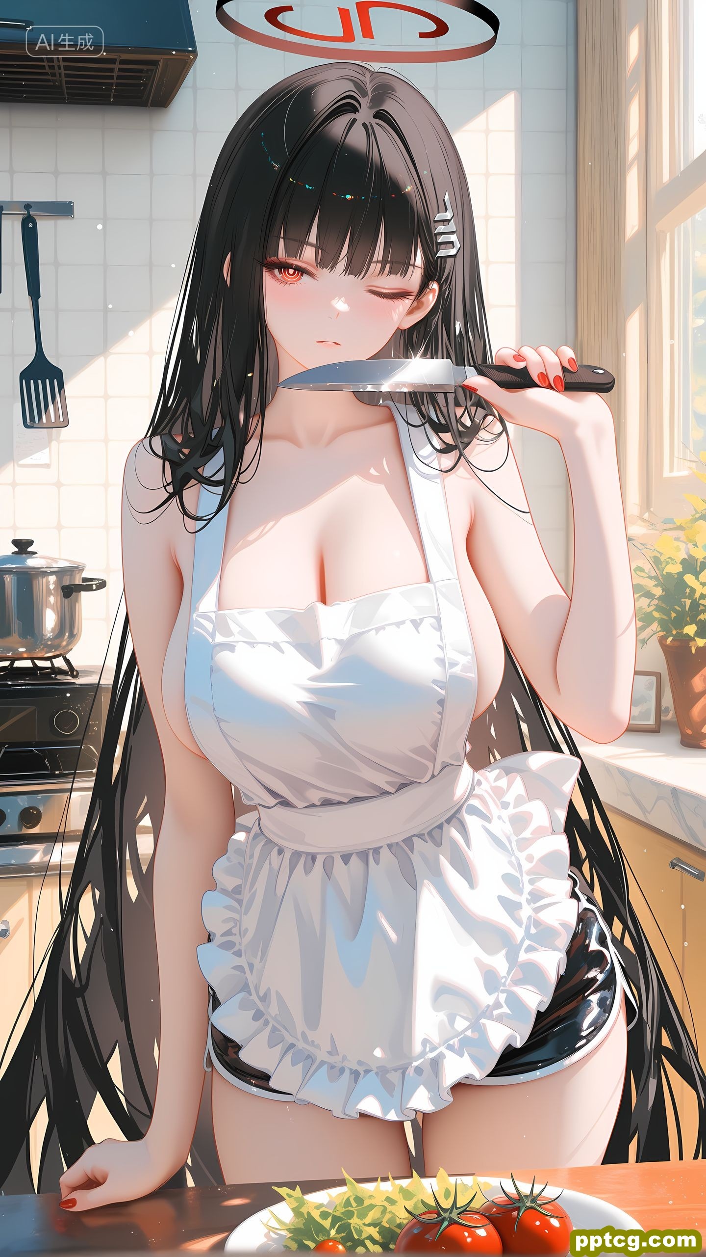 二次元游戏少女角色 性感厨娘 黑丝裤袜肉肉腿-皮皮兔动漫