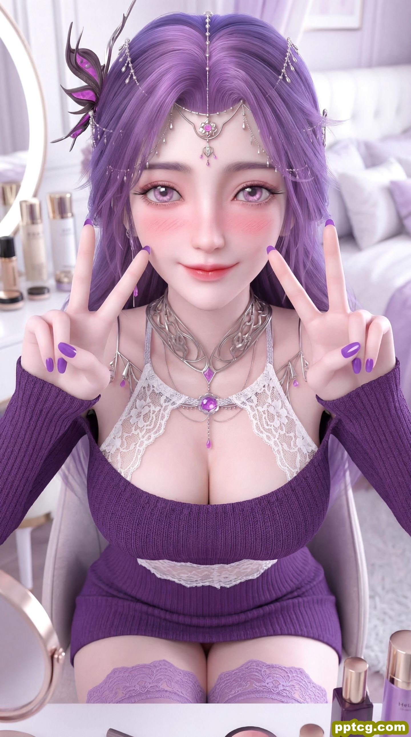 动漫完美世界 国漫女神 紫色韵味 云曦 手机锁屏 性感福利