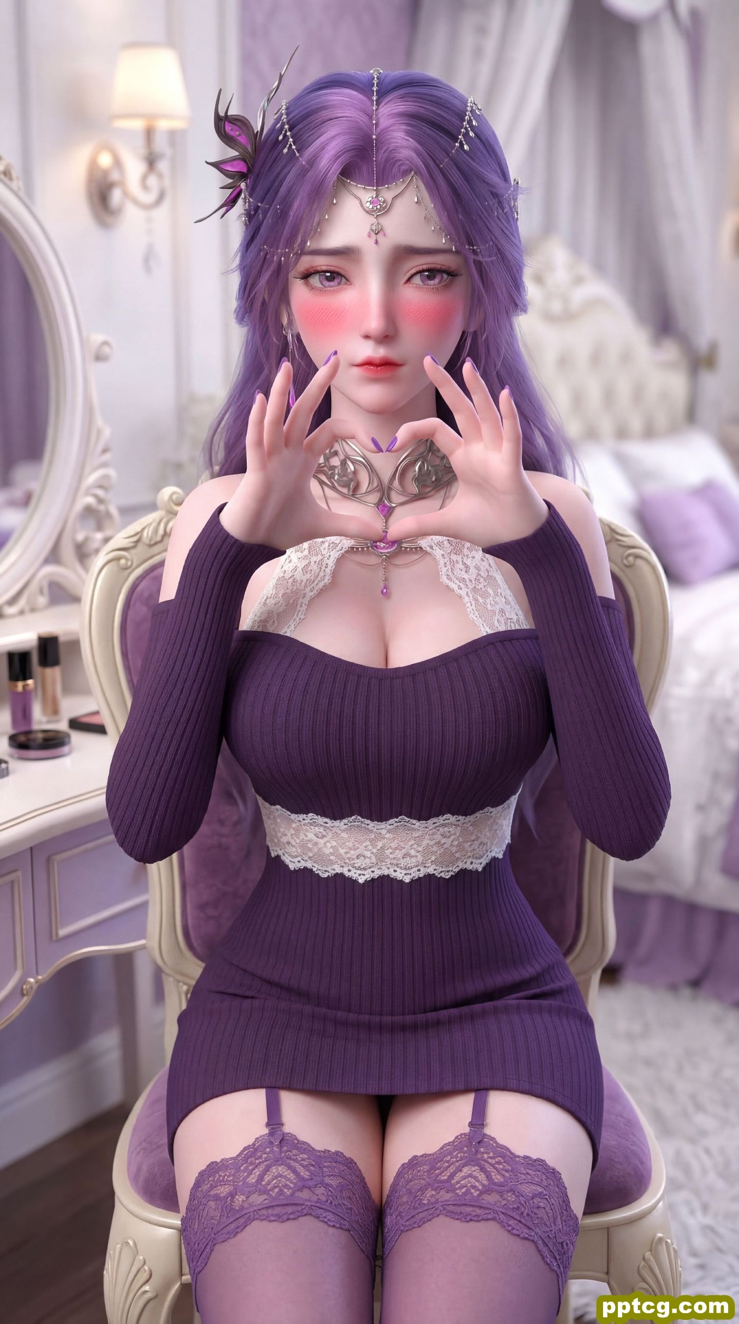 动漫完美世界 国漫女神 紫色韵味 云曦 手机锁屏 性感福利