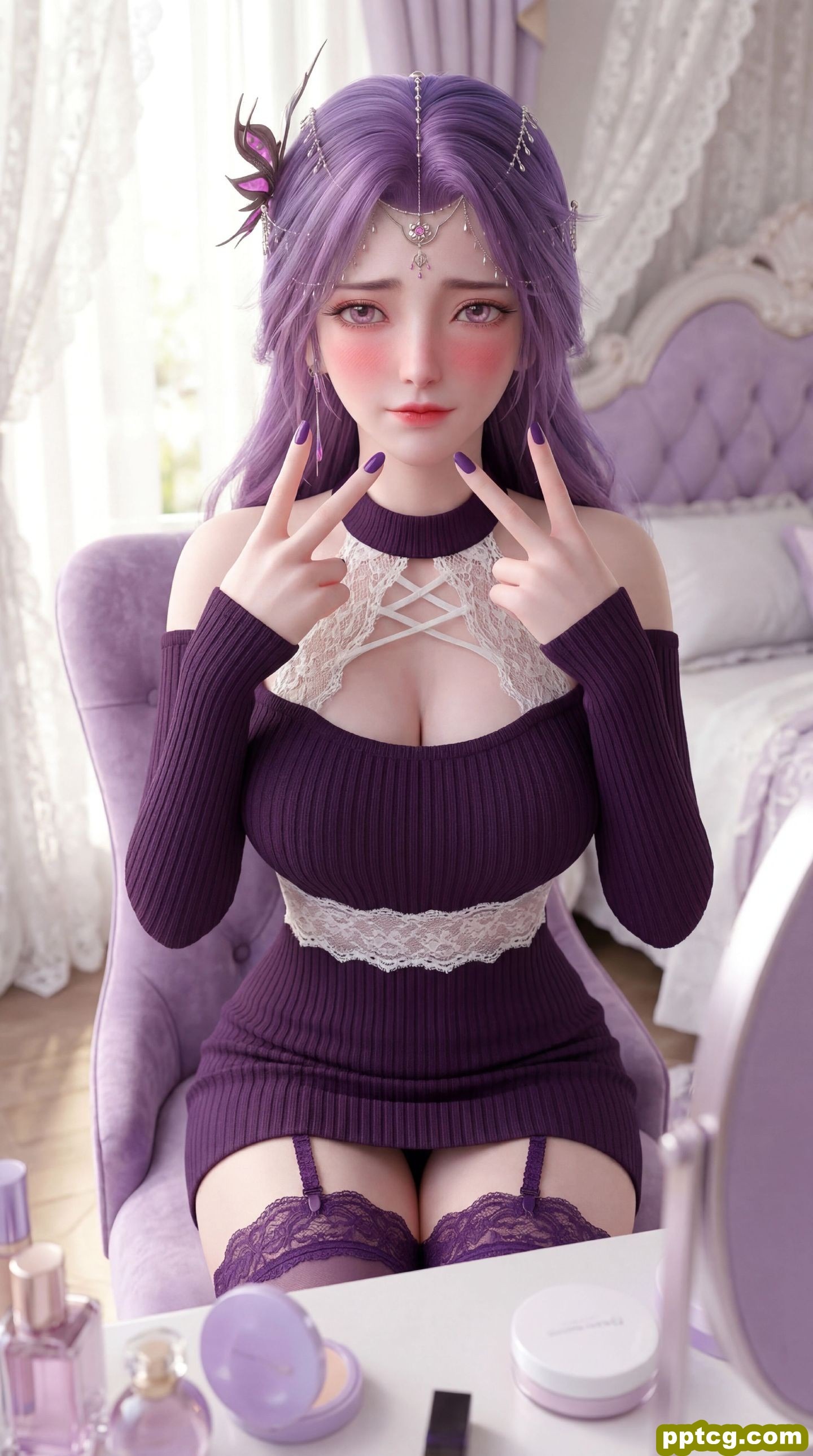 动漫完美世界 国漫女神 紫色韵味 云曦 手机锁屏 性感福利